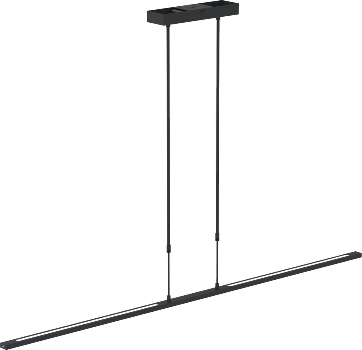 Verstelbare hanglamp Zelena – 2-lichts – Kunststof / Metaal – 155 cm – In hoogte verstelbaar tot 117 cm – Modern design – Zwart