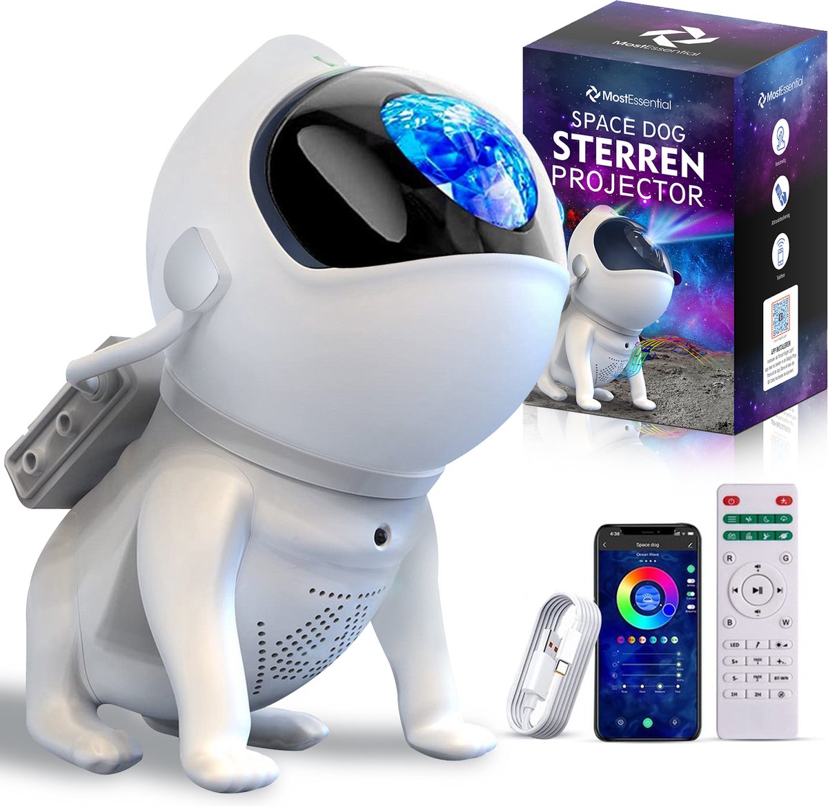 MostEssential Premium Sterren Projector - Space Dog Edition - 3000 lm - Incl. App