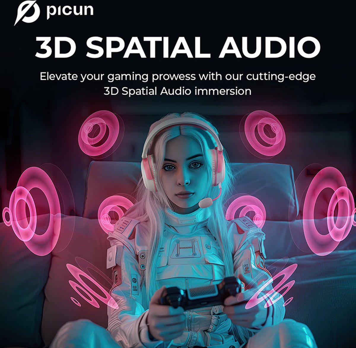 Kofire Picun G3 Draadloze Gaming Headset – Over-Ear Koptelefoon met Microfoon – 53mm Drivers – 50 Uur Batterijduur – PC/PS4/PS5/Nintendo Switch/Xbox – Zwart/Rood – 238g