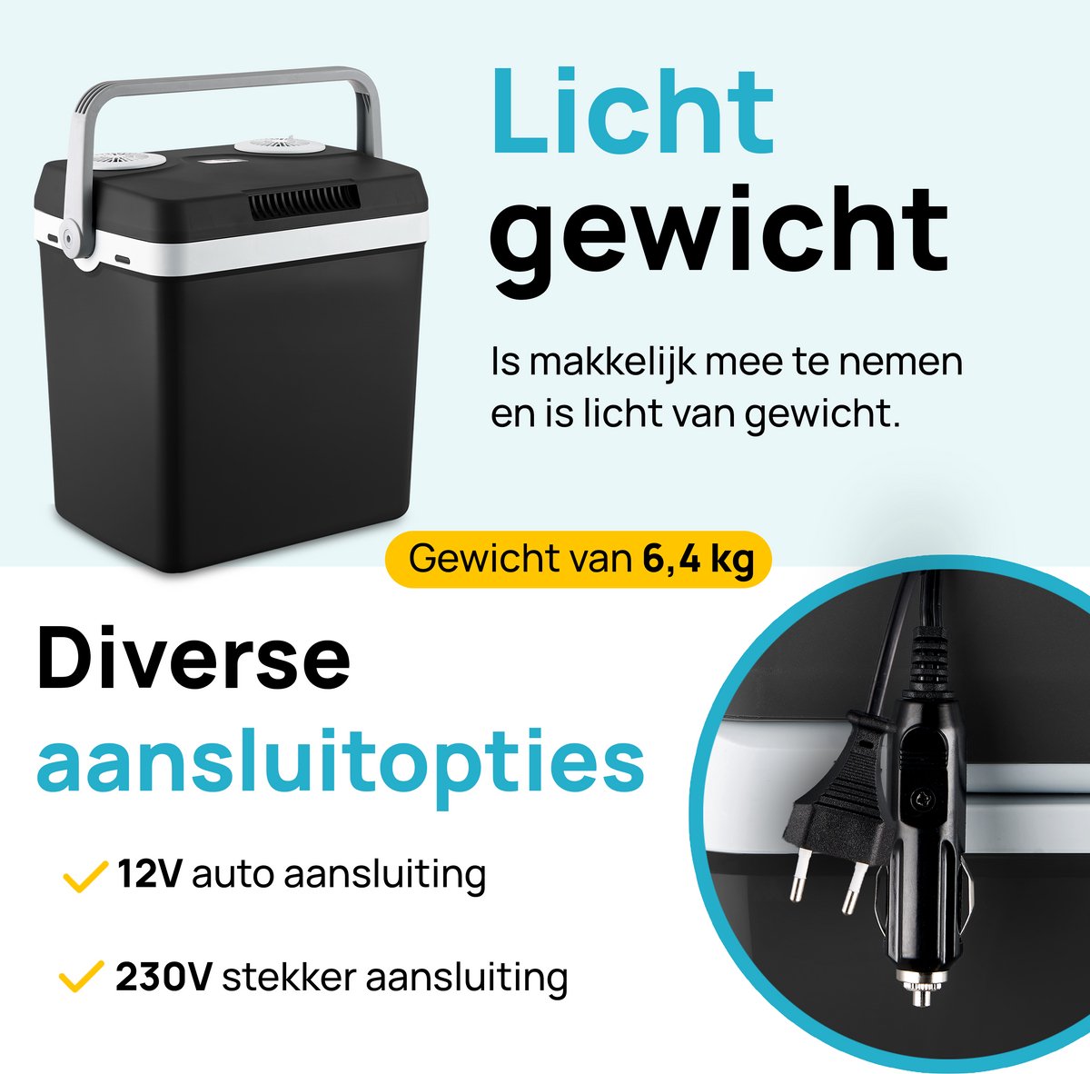 Moa thermo-elektrische koelbox - 32 liter - koud en warm functie - 12V/230V - zwart