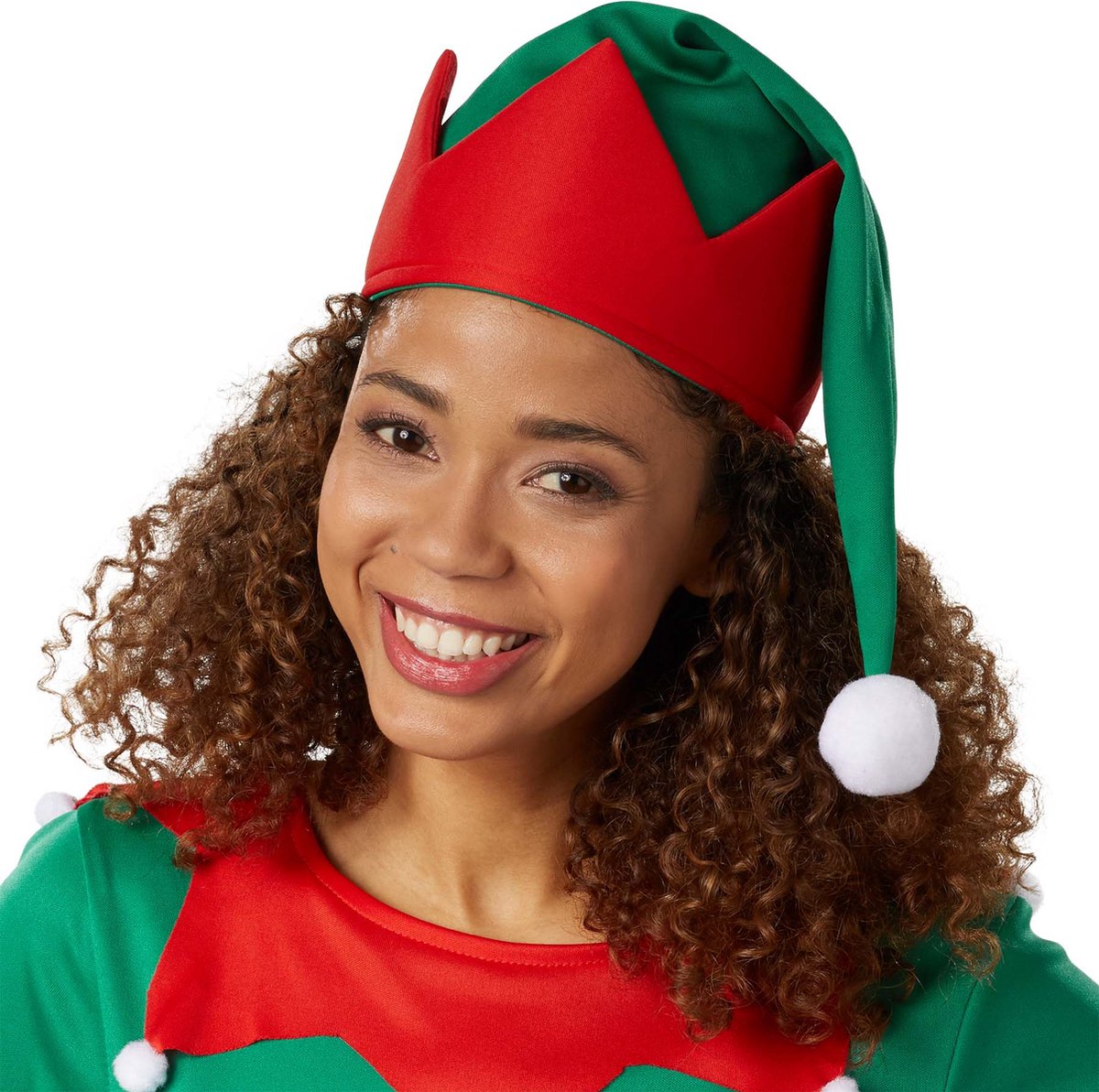 Dressforfun - Klassieke Kaboutermuts - Spits Hoofddeksel met Pompon en Tandenpatroon – Maat L