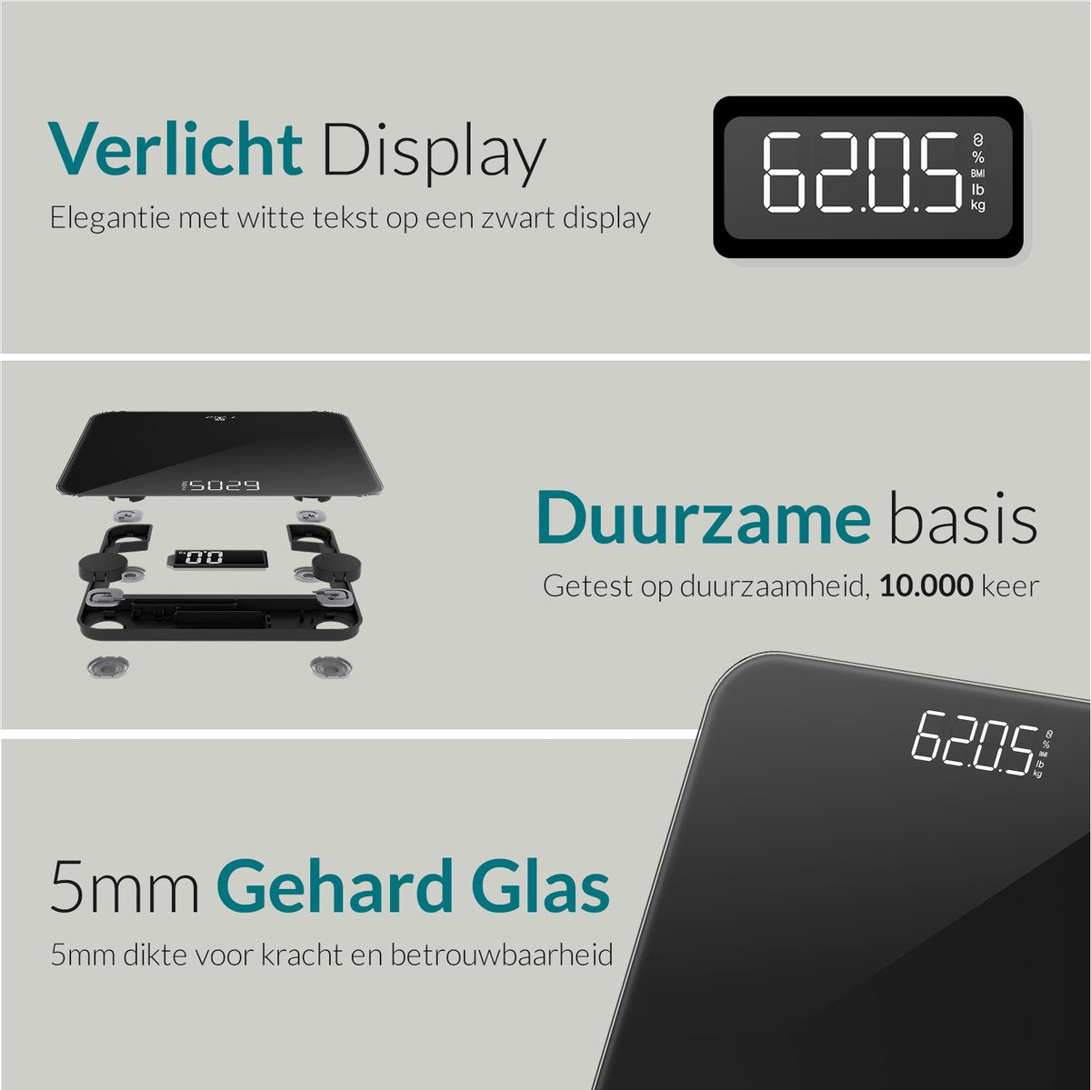 E-volve - Personenweegschaal Digitaal - Inclusief Batterijen - Gehard Glas - LCD Display - Tot 180 kg - Nauwkeurige Meting - Zwart