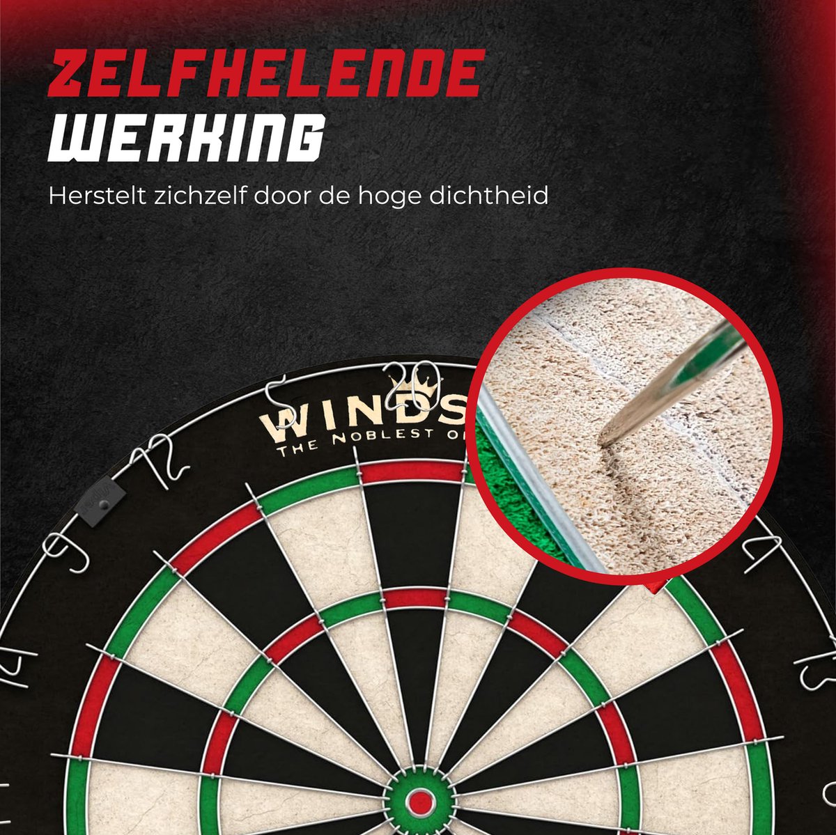 WINDSOR Dartbord - met Dartpijlen & Accessoires - Sisal - Dartboard - Knight 3