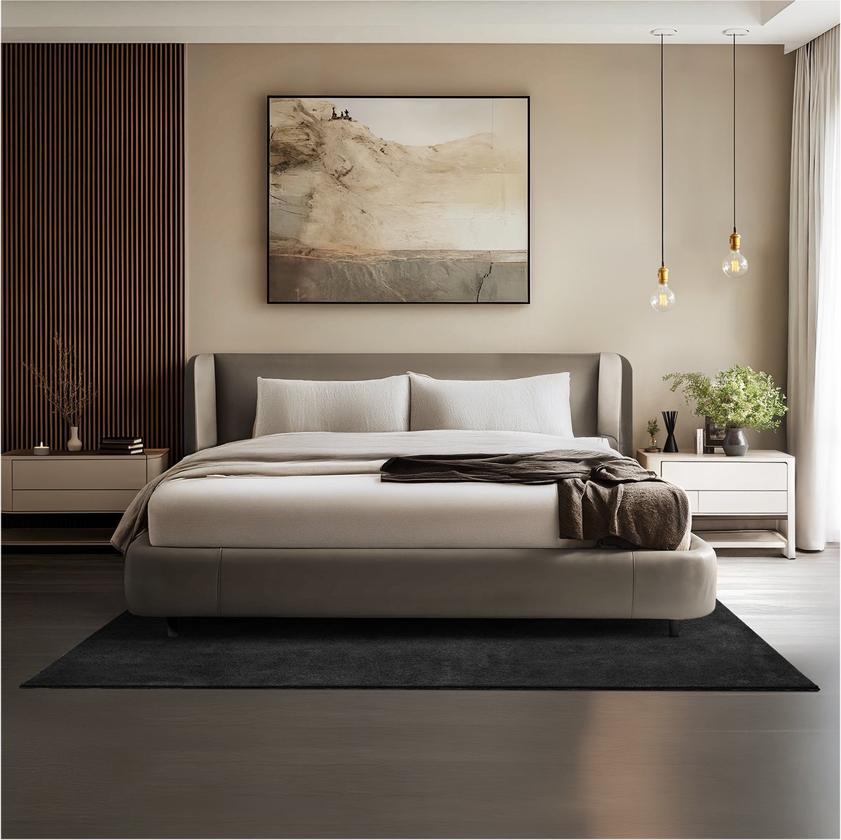 tectake Soft Zone Vloerkleed – Kortpolig – Extra Zacht – Zwart – 140 × 200 cm