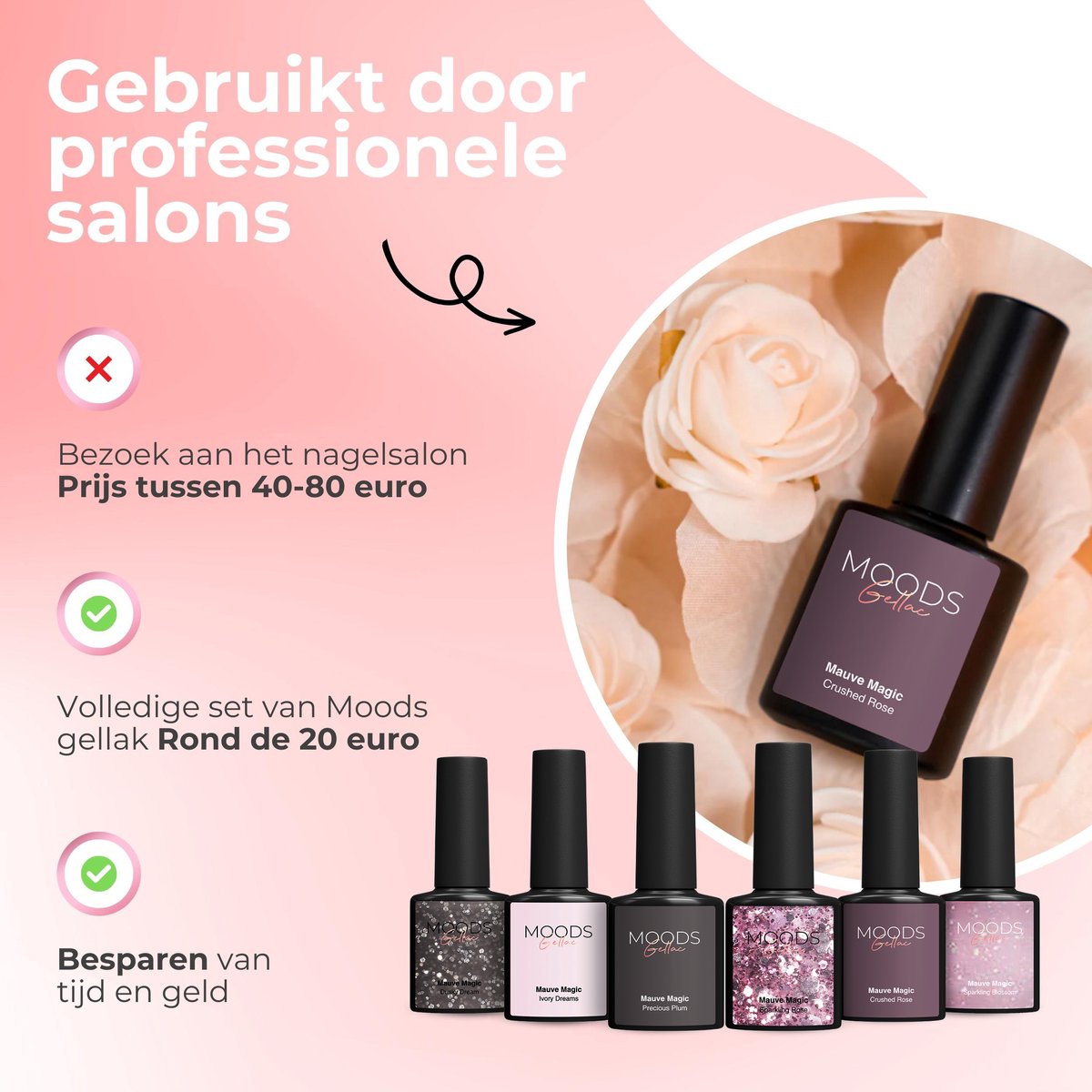 Moods Gellac 6-delige Set – Gellak Starterspakket – Gel Nagellak 8ML – Mauve Magic – Chique Neutrale Kleuren – 6 x 8ML