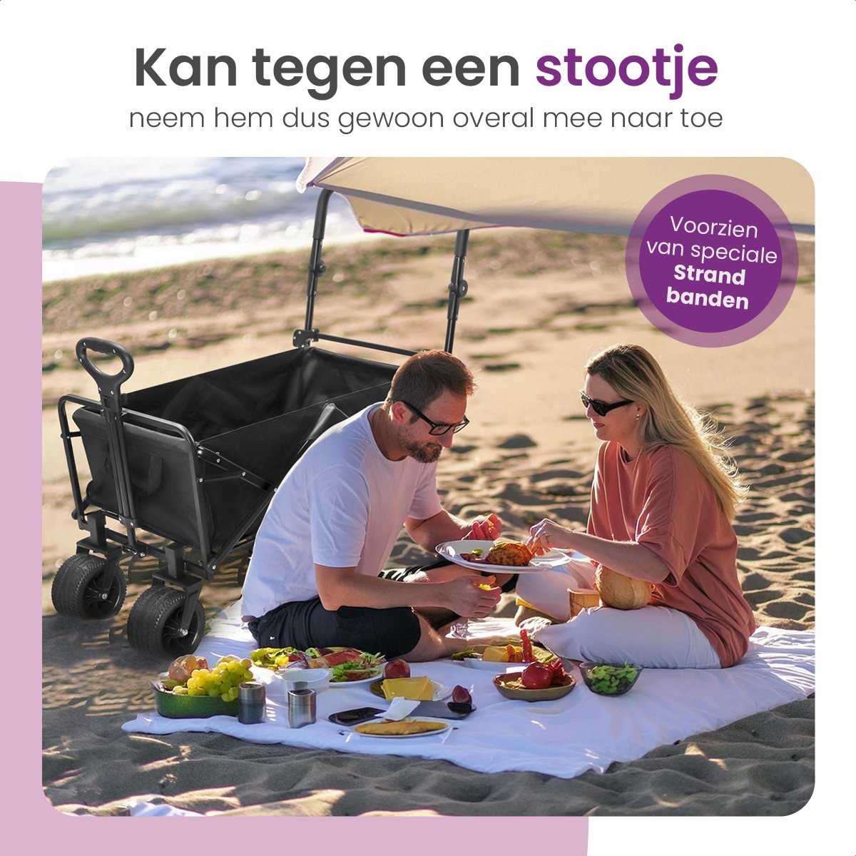 Gofun - Bolderkar & Bolderwagen - 150 kg Draagvermogen - Opvouwbaar Met 360 Graden Draaibare Wielen - 83 x 44 x 26 cm - Metaal & Polyester - Zwart