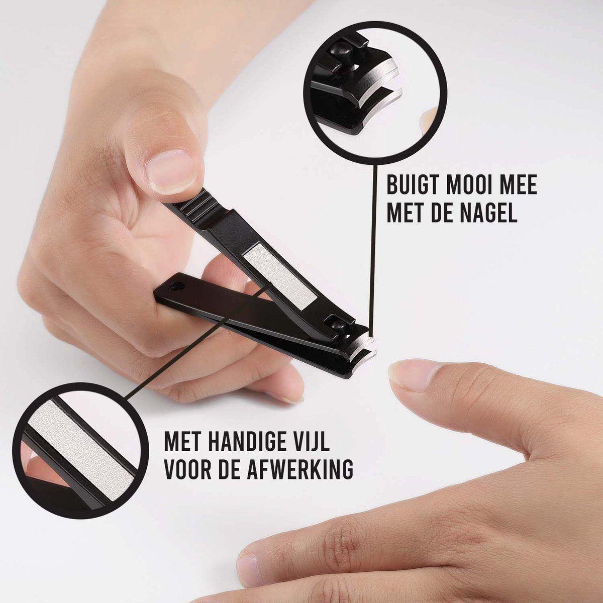 Podec nagelknipper set 2 stuks zwart – vingernagels en teennagels – rvs