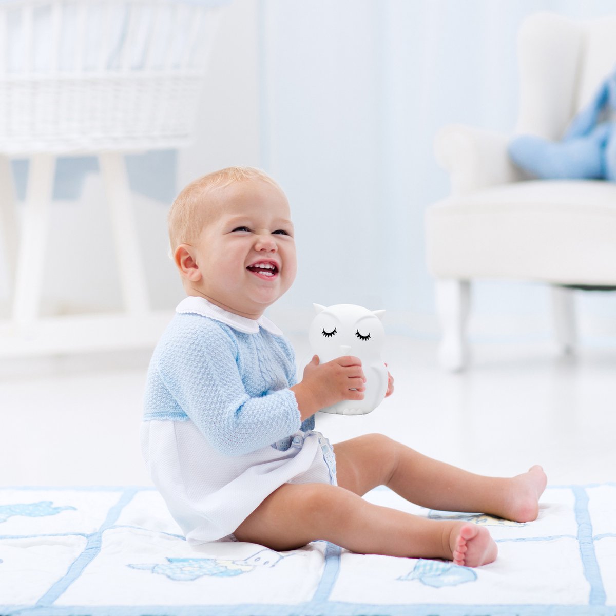 Sleepy Friends Kinder Nachtlampje Uiltje – Dimbaar Nachtlampje Baby & Kind – 8 Kleuren – USB Oplaadbaar – Touch & Afstandsbediening – 95 x 97 x 100 mm – 169g