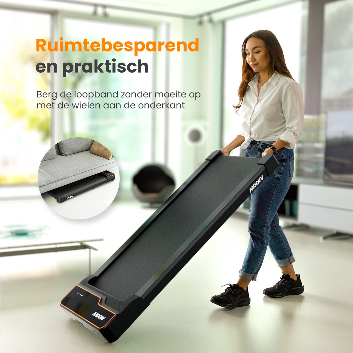 Moovv SmartStep Pro v2 Incline - Loopband met Hellingfunctie 1-12km/u - Inklapbaar - 124 x 54 x 13 cm - Zwart