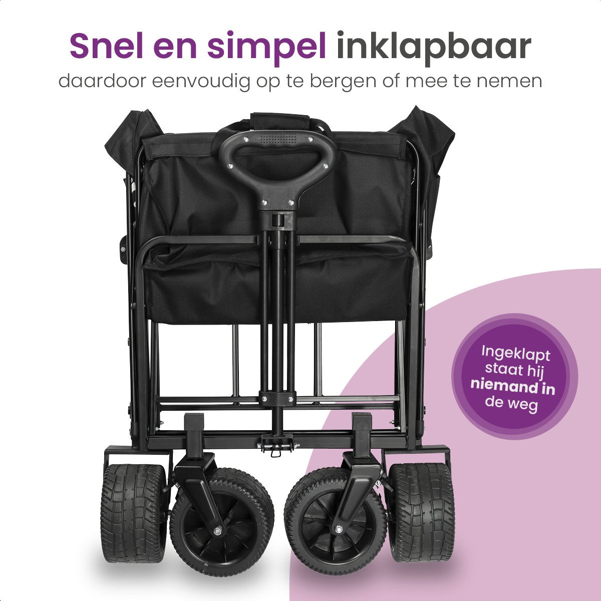 Gofun - Bolderkar & Bolderwagen - 150 kg Draagvermogen - Opvouwbaar Met 360 Graden Draaibare Wielen - 83 x 44 x 26 cm - Metaal & Polyester - Zwart