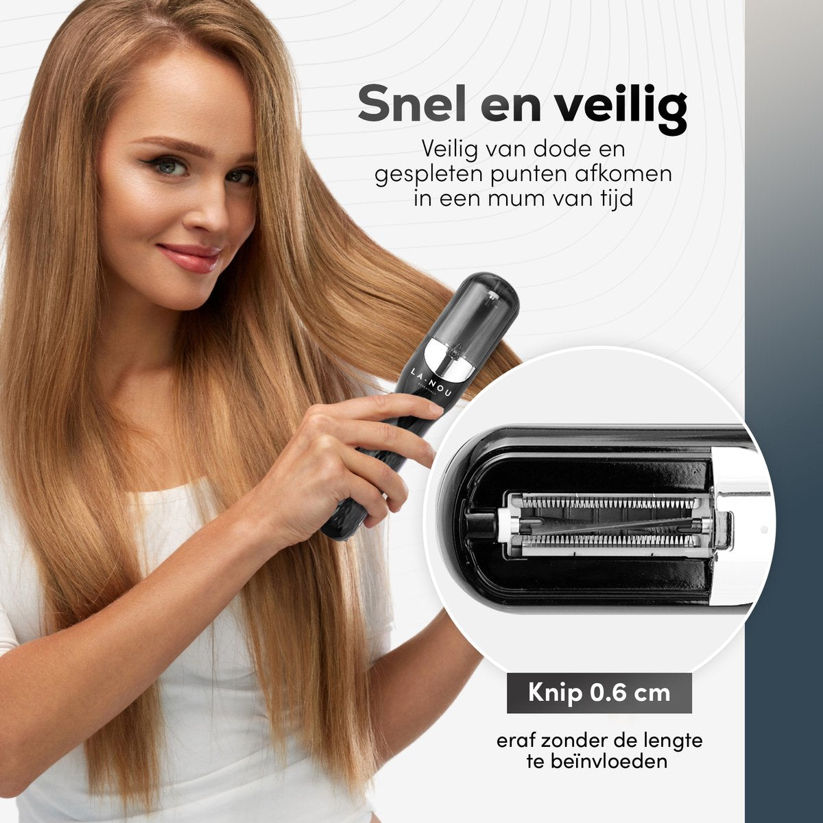 La Nou® Split Remover 4 - Split Ender Zwart - Draadloos - Voor Gespleten Haarpunten - Inclusief Haarklemmen, Borsteltje en Opbergdoosje