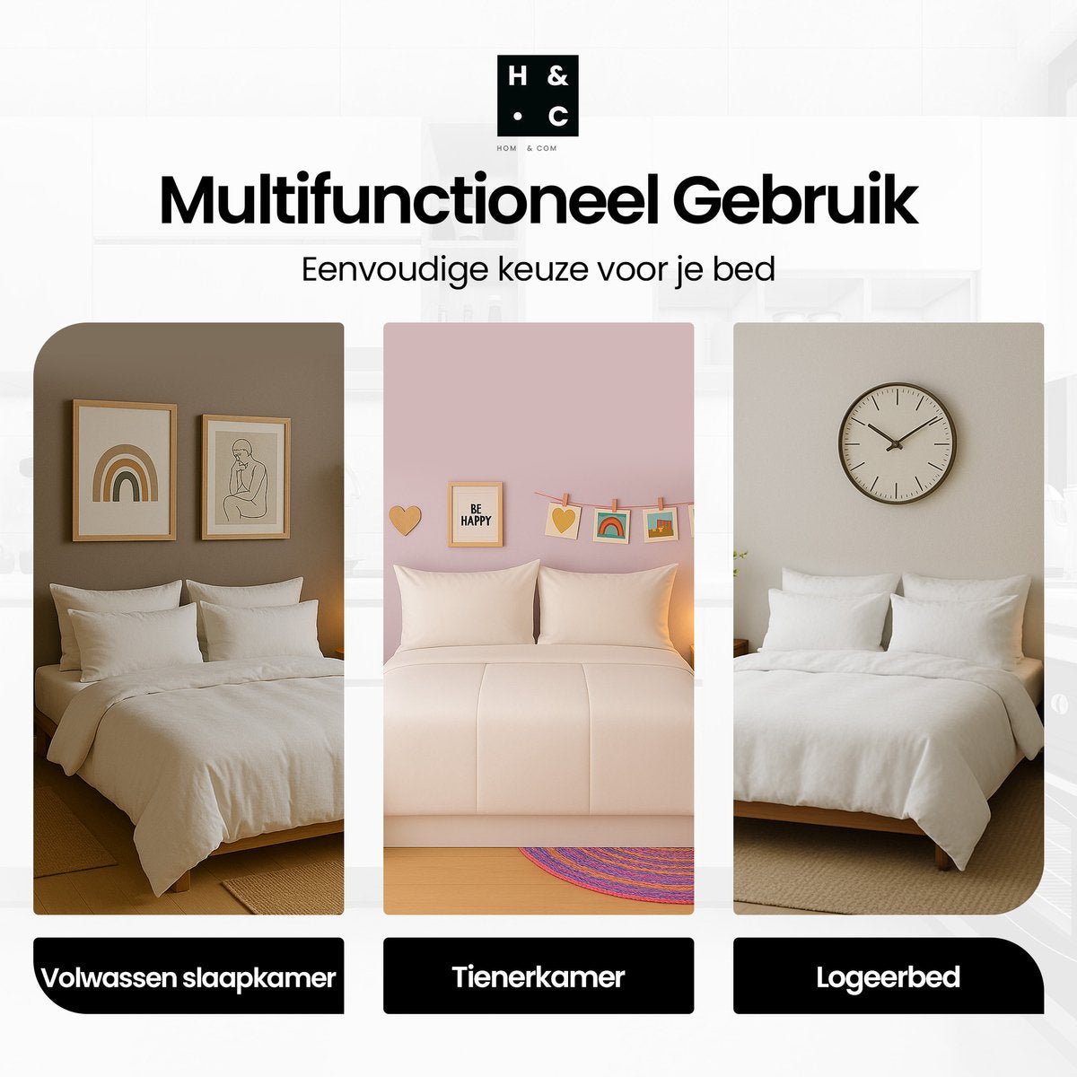 Hom&Com – Donsdeken 90% Eendendons – 135*200 cm – 4 Seizoenen met Satijnen Rand – OEKO-TEX & Diervriendelijk Gecertificeerd