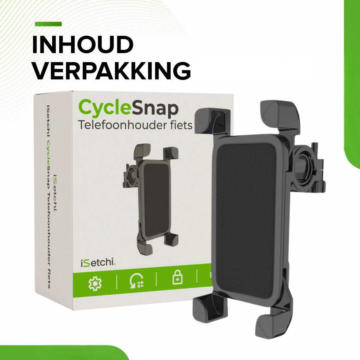 iSetchi CycleSnap Telefoonhouder voor Fiets , Motor & Scooter / Brommer - Anti-Schok laag- Draaibaar & Verstelbaar - Universeel - GSM Mobiel Houder - Fietshouder