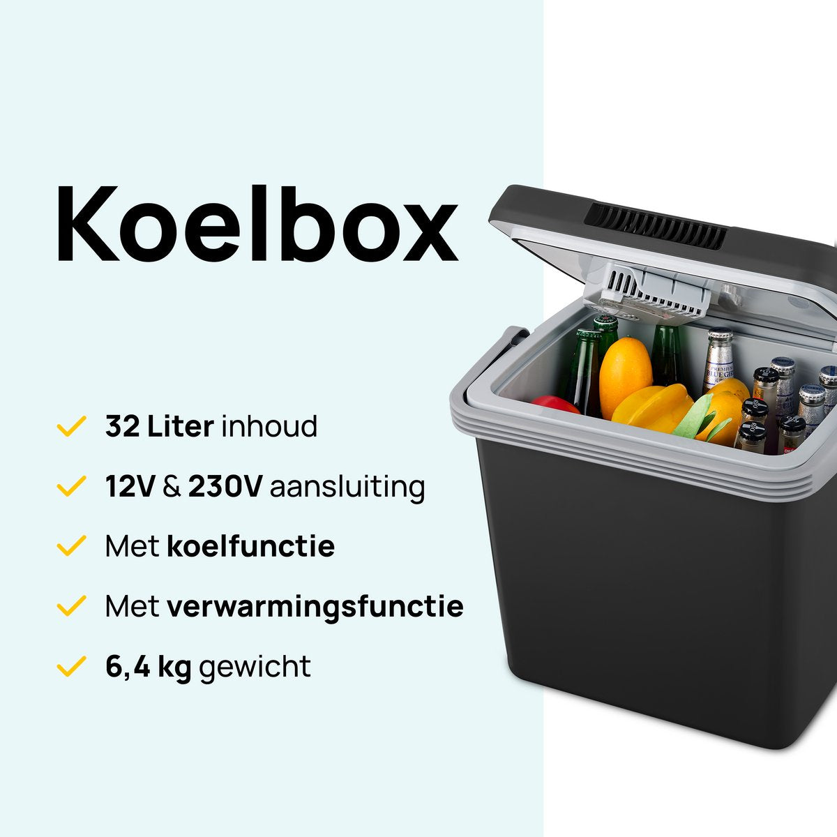 Moa thermo-elektrische koelbox - 32 liter - koud en warm functie - 12V/230V - zwart