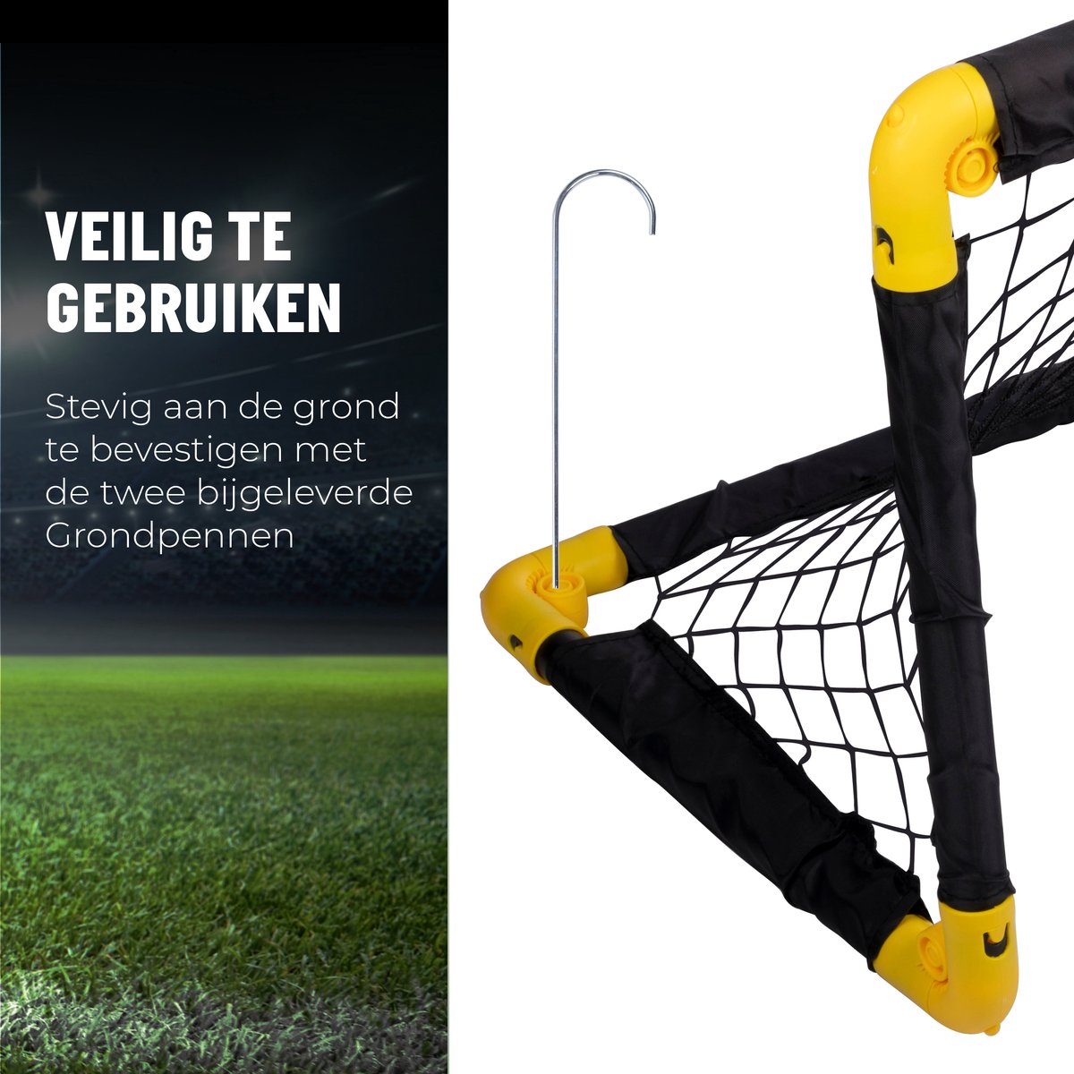 Umbro Voetbaldoel - Opvouwbaar - Inclusief 2 Grondpennen - Kunststof - 50 x 44 x 44 cm - Zwart/Geel