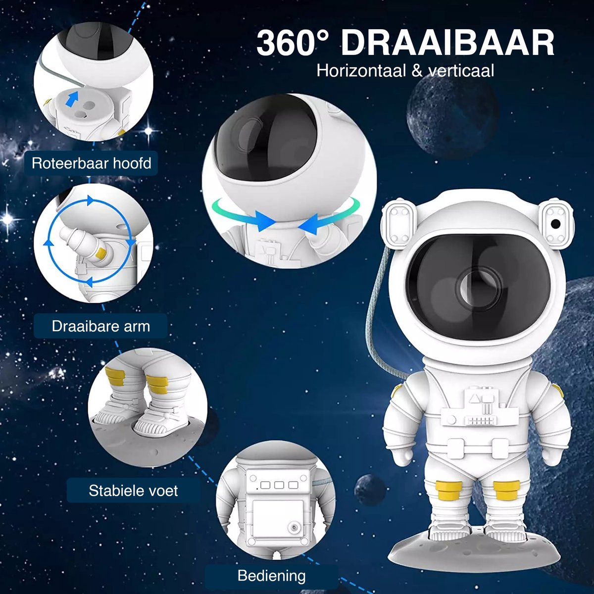 Swiftvein Astronaut Sterren Projector - Galaxy Projector met afstandsbediening - 8 kleurencombinaties