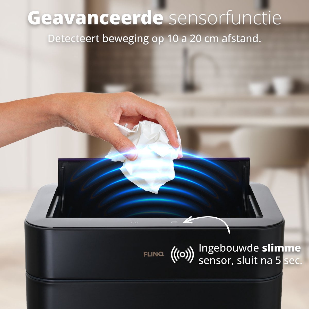 Home & Comfort - FlinQ Senzaro 60L Prullenbak Afvalscheiding - Vuilnisbak - Afvalscheidingsprullenbak - Bewegingssensor - Zwart