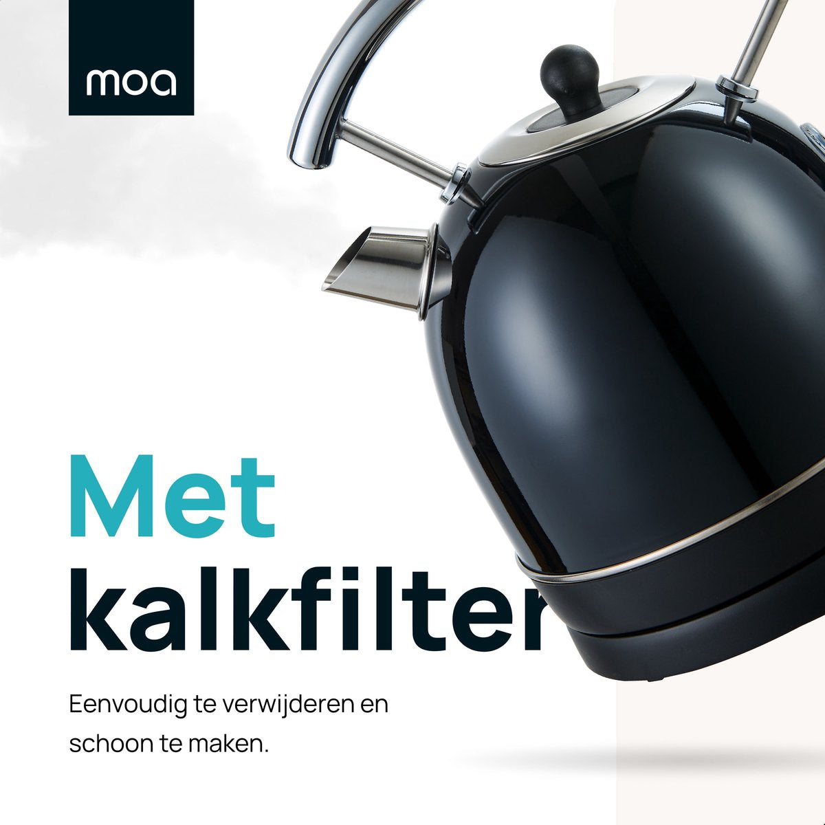 MOA® Retro Waterkoker – 1,8 Liter – RVS – Met Thermometer & Anti-Kalkfilter – 2200W – Zwart