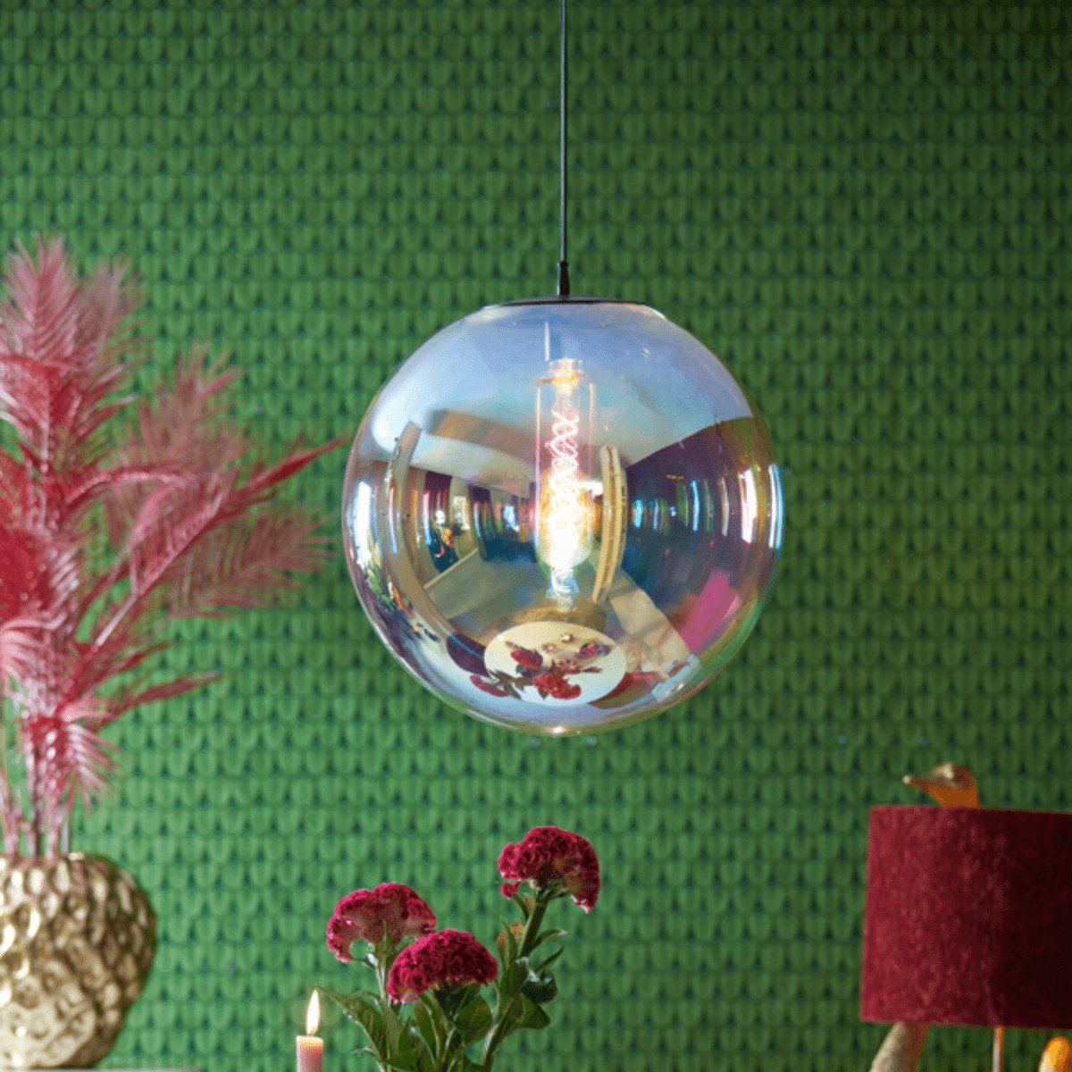 Light & Living Hanglamp Medina - Multicolor Glas - Ø48cm - Modern & Elegant voor Woonkamer, Slaapkamer of Eetkamer