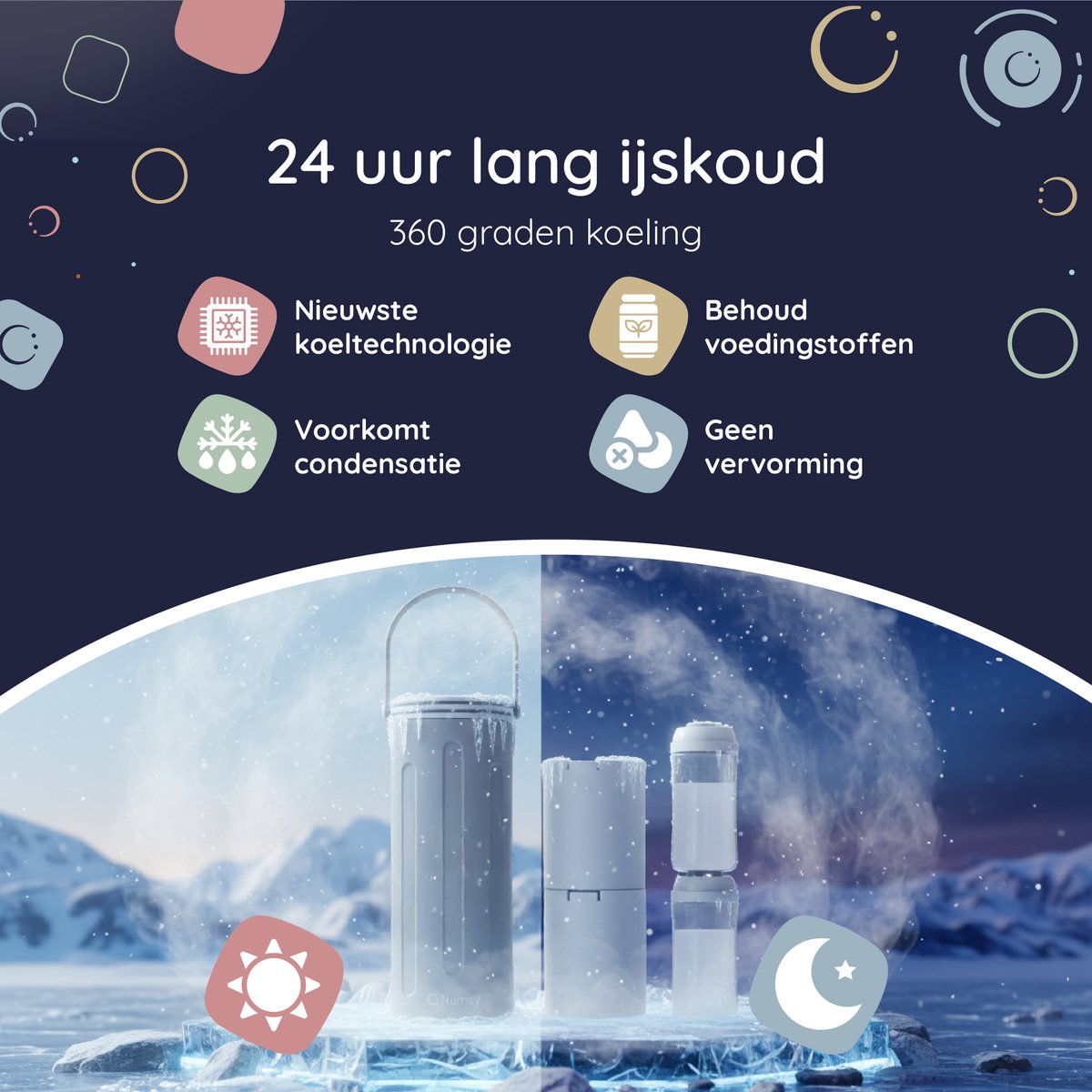 Numsy MilkPod Cooling Tubes - Baby - Incl.2x350ml - Lichtgrijs