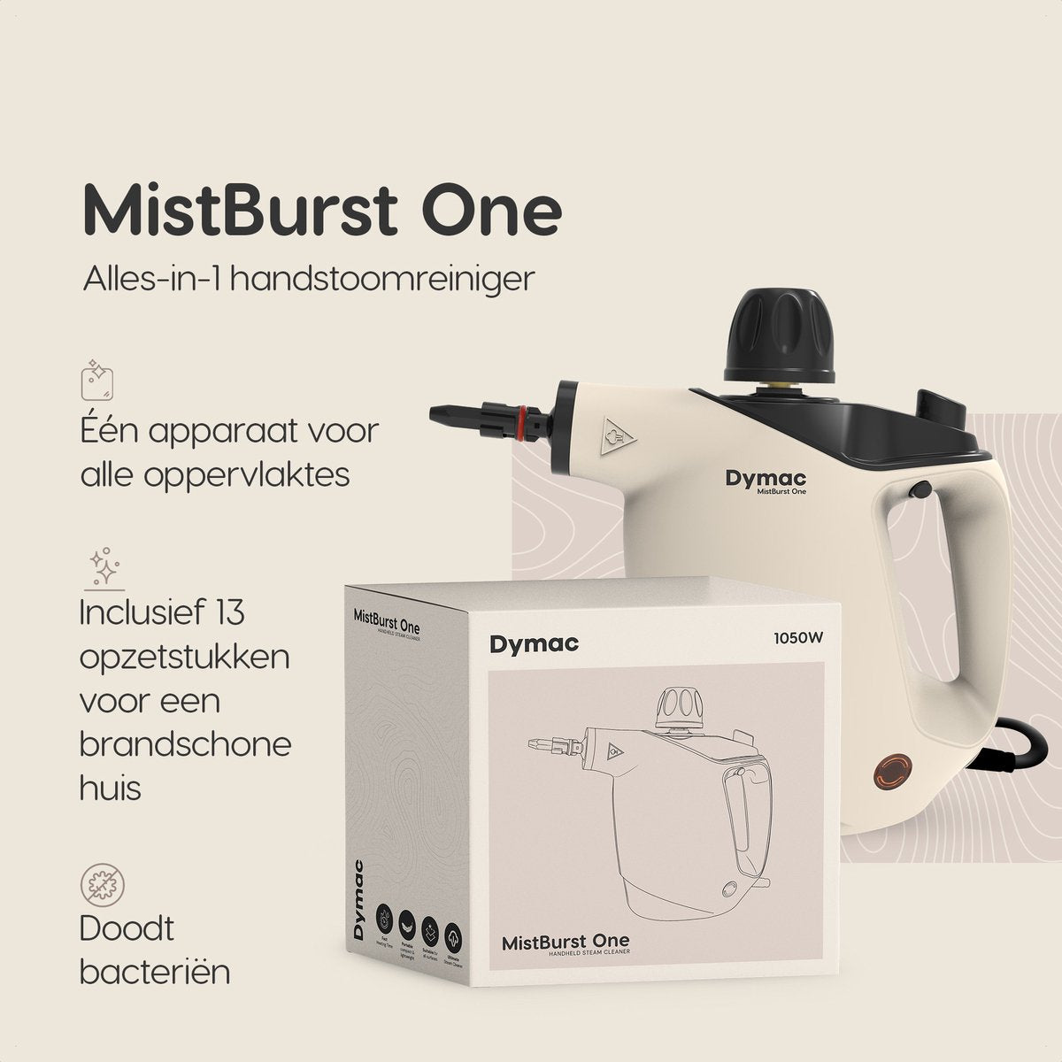 Dymac MistBurst One - Handstoomreiniger - Diverse opzetstukken - 450ML