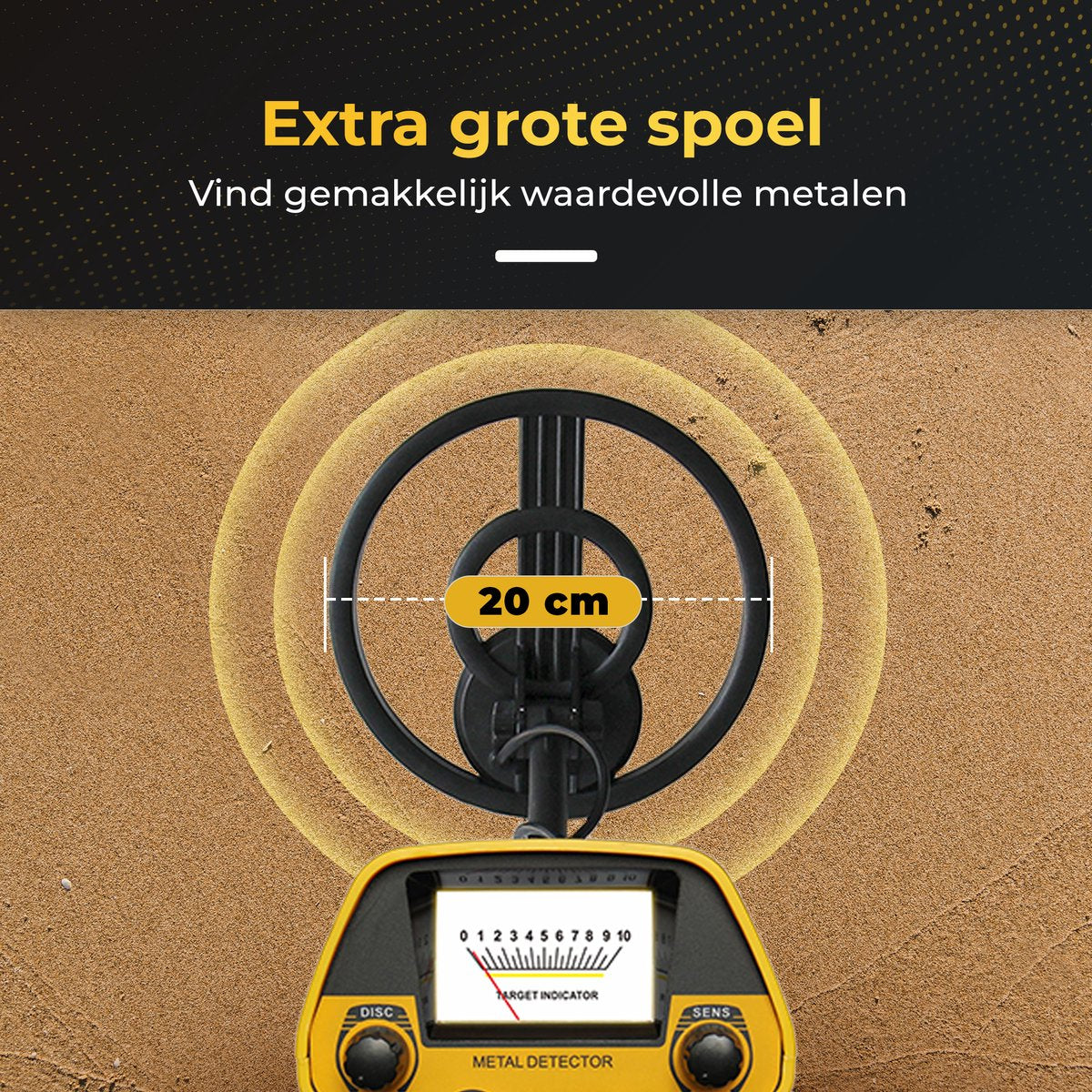 ODESSEY Metaaldetector Explorer met Pinpointer - Verstelbaar - Waterdichte Spoel - Voor Beginners en Volwassenen