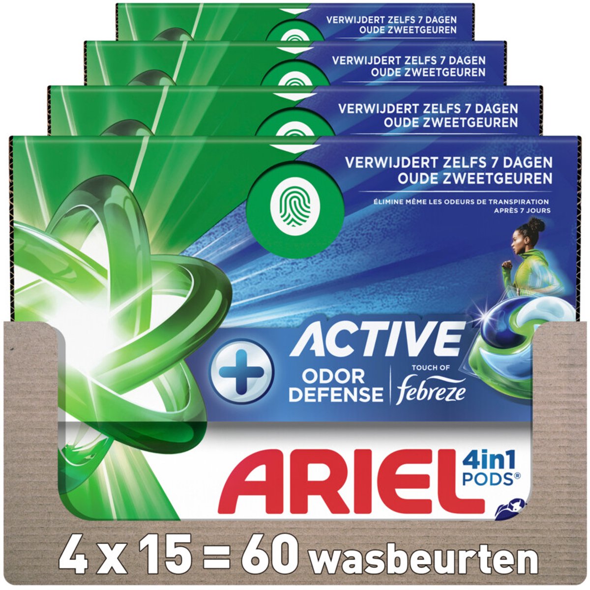 ariel allin1 wascapsules active - 4 x 15 capsules (60 stuks)