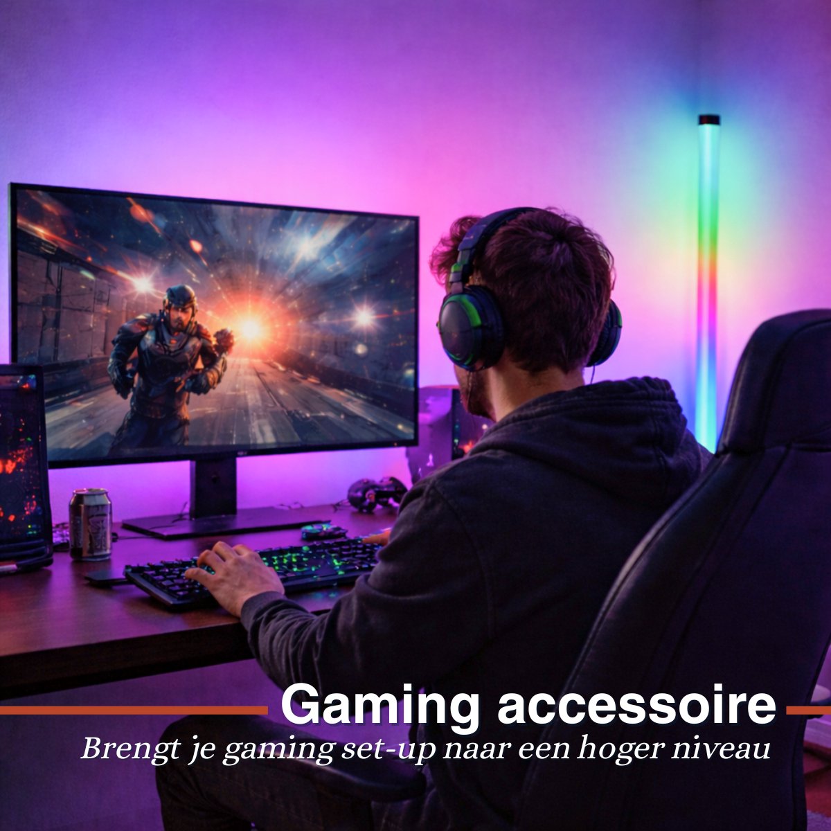 Grundig LED Vloerlamp 120 cm – RGB Staande Lamp met Afstandsbediening – USB Aangedreven – Sfeerlamp voor Woonkamer, Slaapkamer en Gaming – 4 Lichtmodi, 60 LED’s