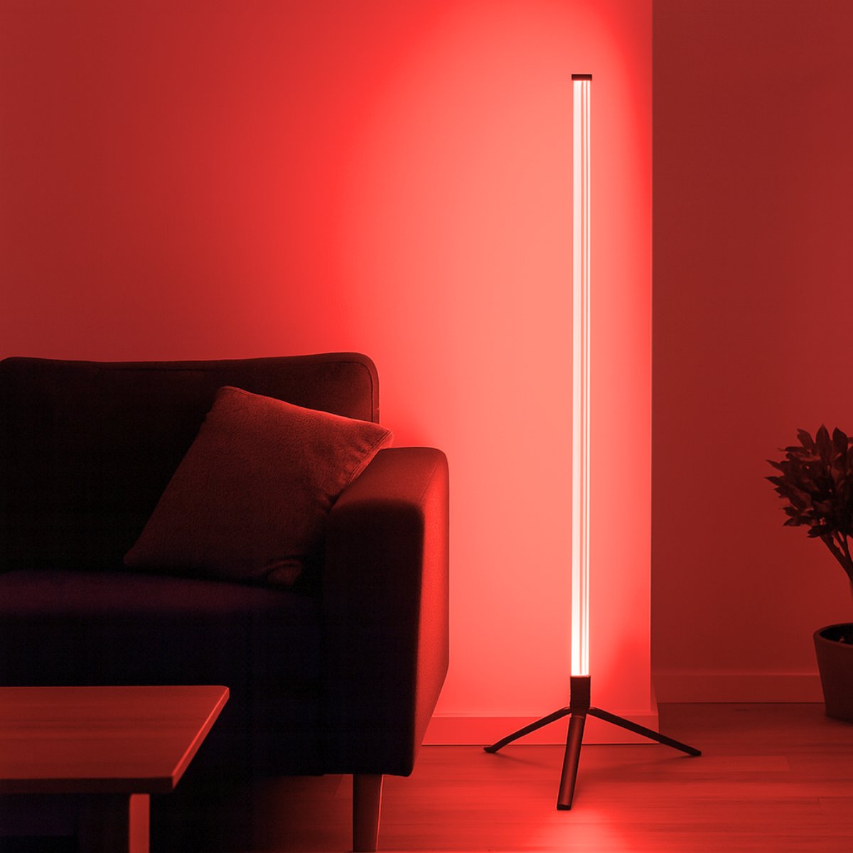 Grundig LED Vloerlamp 120 cm – RGB Staande Lamp met Afstandsbediening – USB Aangedreven – Sfeerlamp voor Woonkamer, Slaapkamer en Gaming – 4 Lichtmodi, 60 LED’s