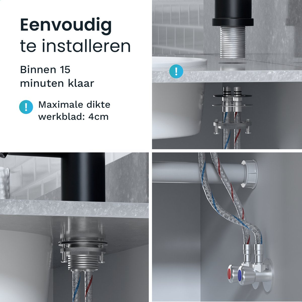 Mirlux Wastafelkraan Zwart 24,5 × 17 × 5 cm – Mengkraan Badkamer voor Koud en Warm Water