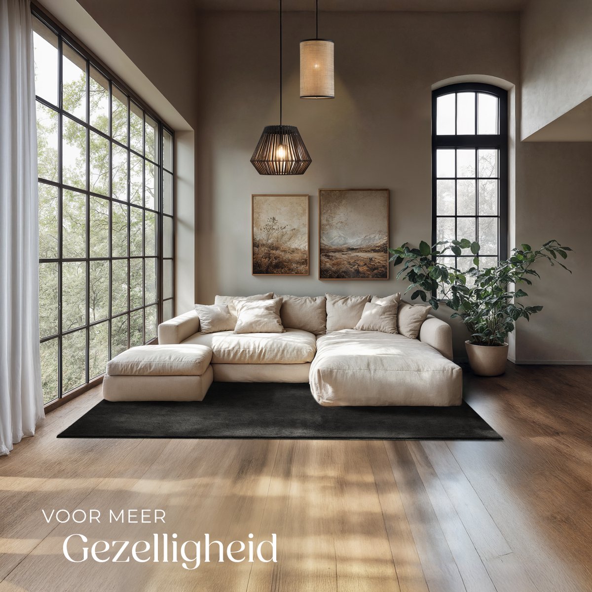 tectake Soft Zone Vloerkleed – Kortpolig – Extra Zacht – Zwart – 140 × 200 cm