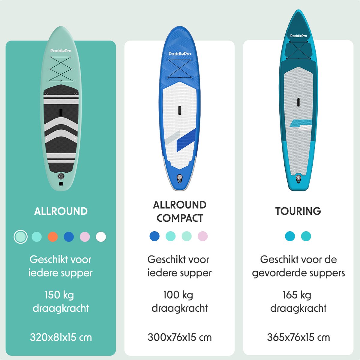 LifeGoods PaddlePro SUP Board - met Zitje - Opblaasbaar - Complete Set - Max. 135KG - 320x81cm - Pastelgroen