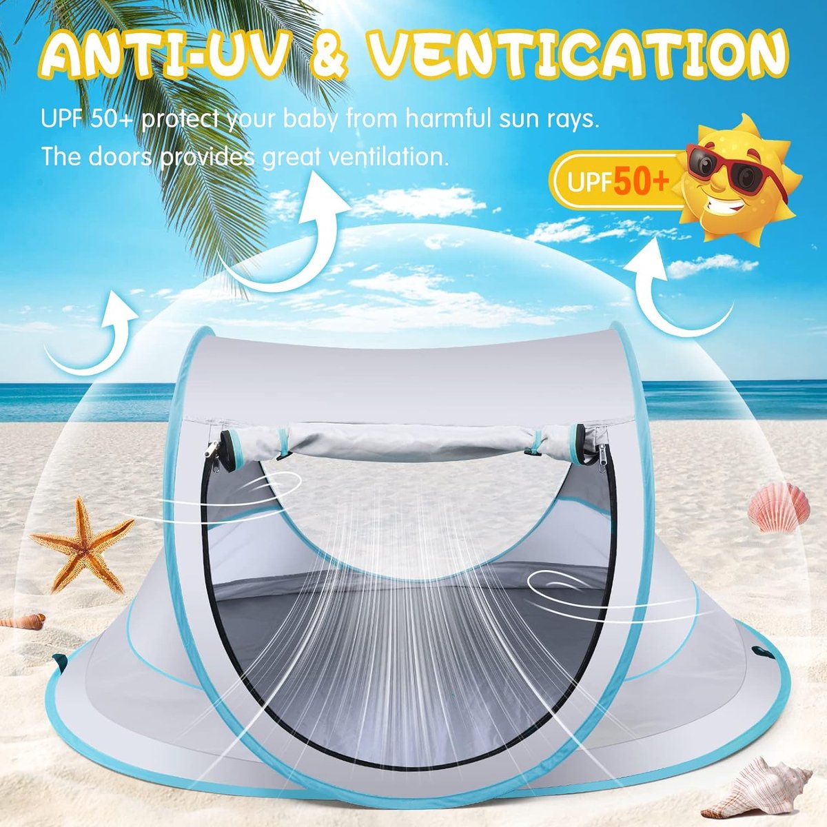 Fuegobird BabyBox Campingbedje - UV50+ - Opvouwbaar - Incl. Muggengaas - 140 x 65 x 90 cm - Zilver