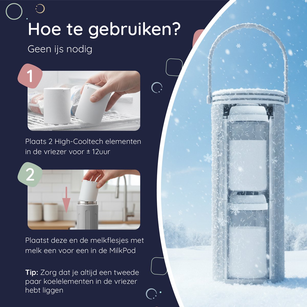 Numsy MilkPod Cooling Tubes - Baby - Incl.2x350ml - Lichtgrijs