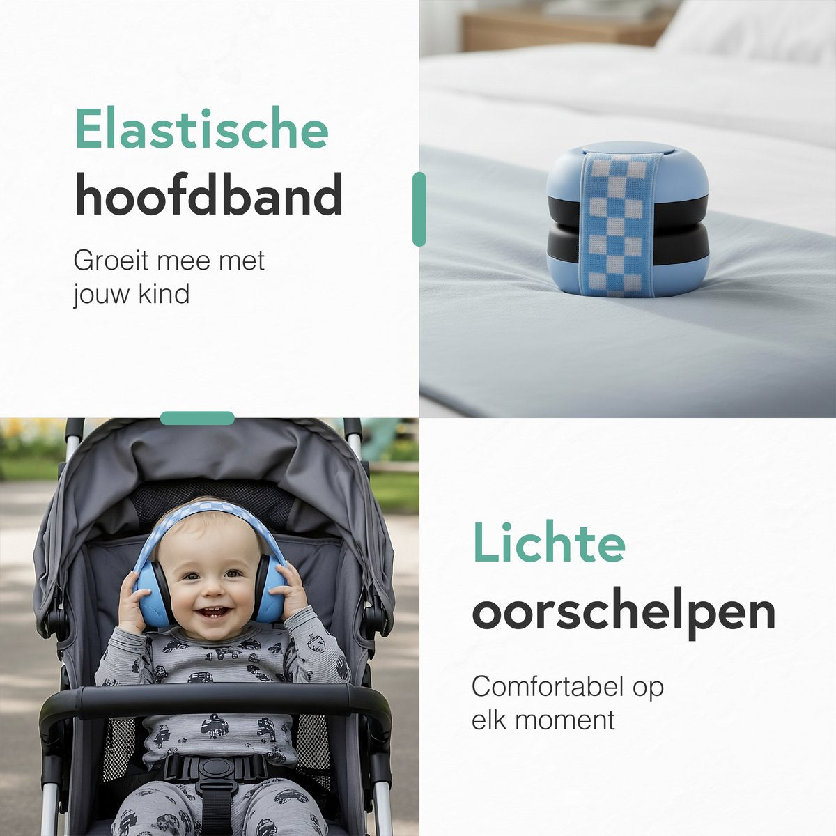 Qwali Gehoorbescherming baby en kinderen - Dempt harde geluiden - 0-3 jaar - Veiligheid peuter en kind - Blauw