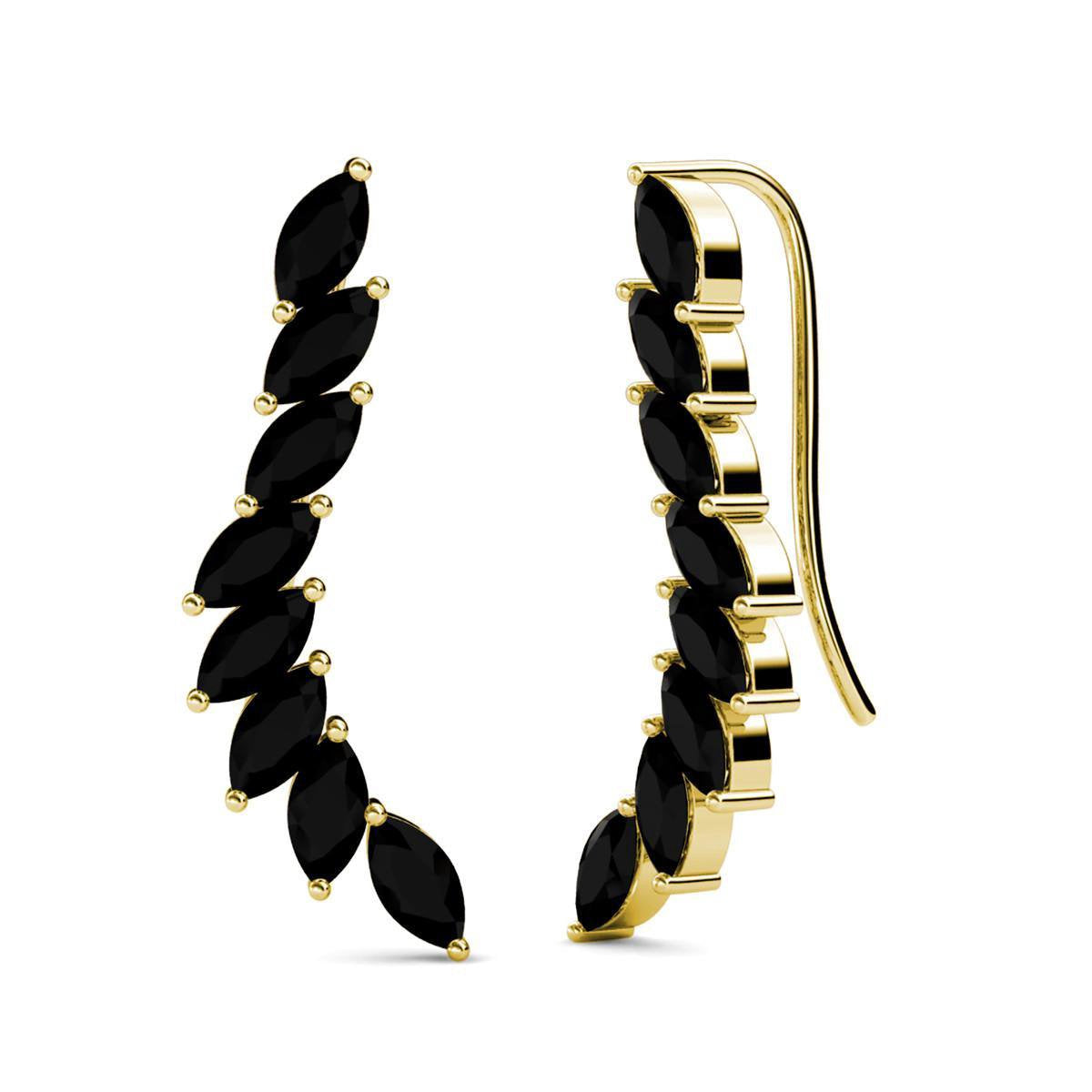 Yolora Dames Oorbellen - Zwarte Kalpa Camaka Kristallen - 18K Geel Verguld - 36,5 mm - Luxe Oorhangers - Inclusief Geschenkverpakking