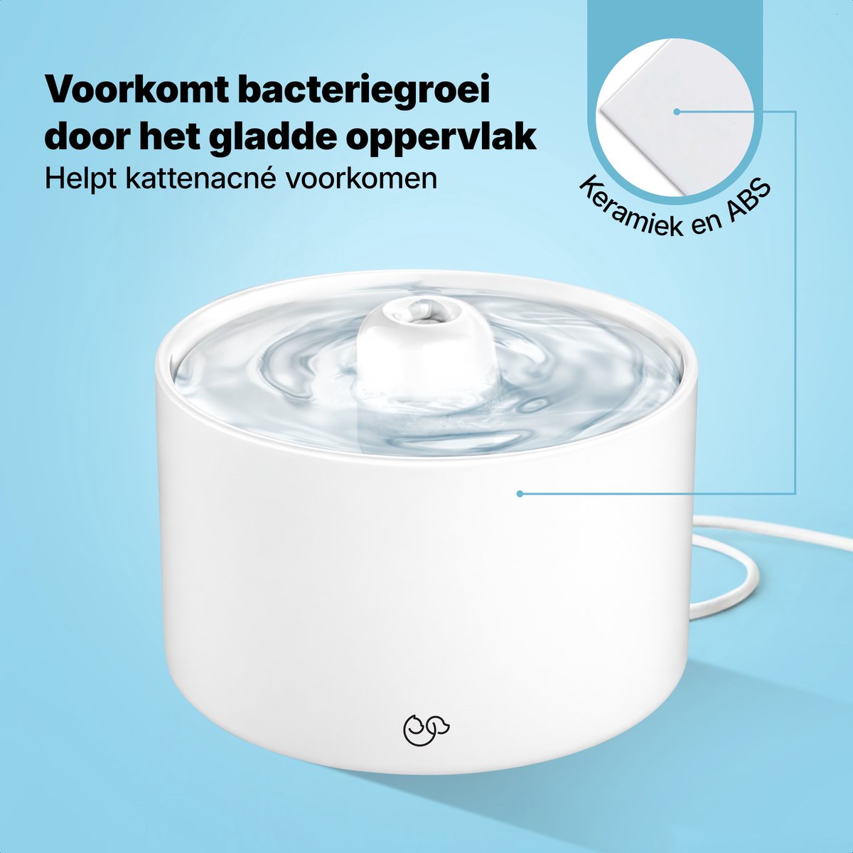 Jake & Jacky Keramische Drinkfontein Kat en Hond - 2L - 19x19x13,6 cm - Gebroken Wit