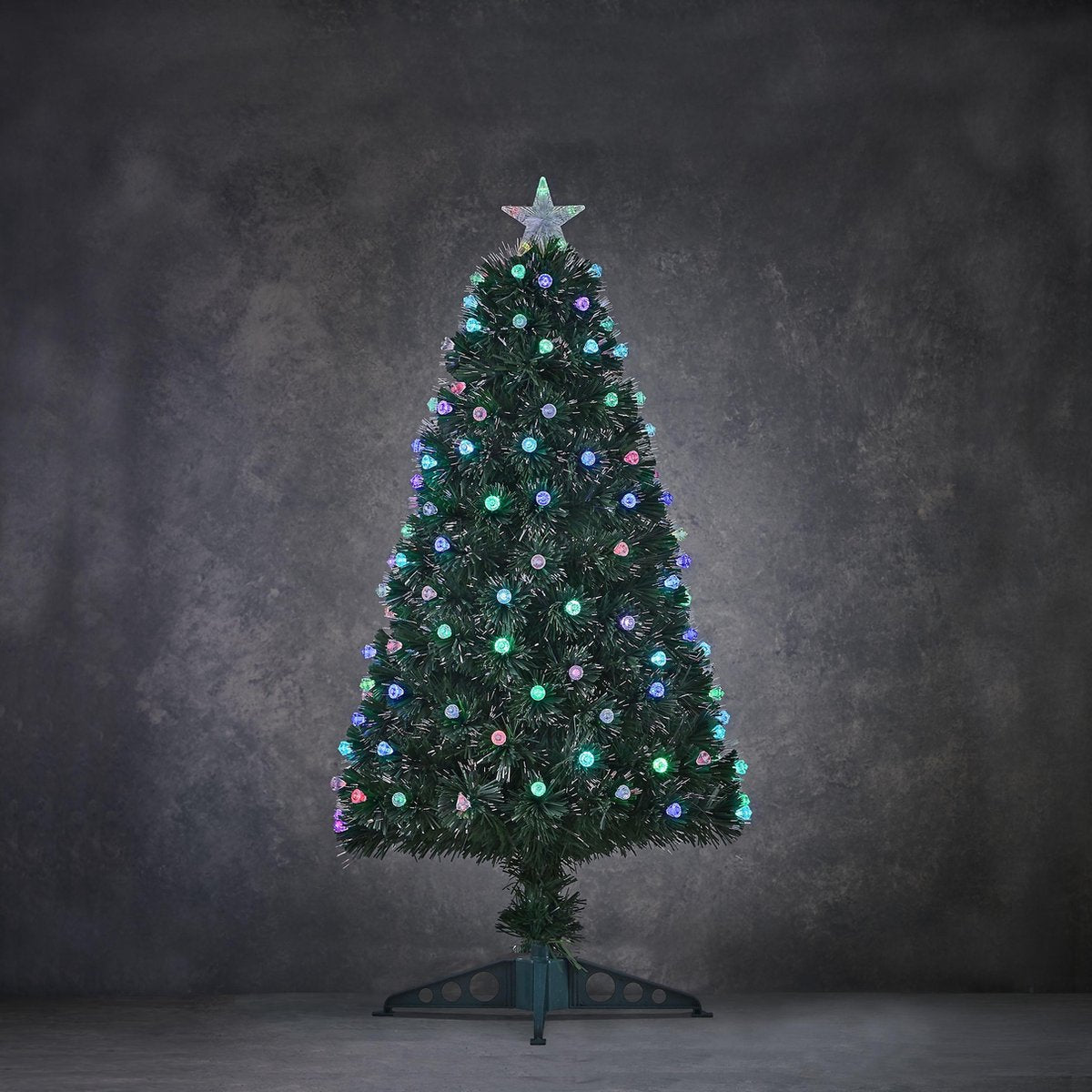 Luca Lighting Genova kerstboom fibre optic – groen multicolour, 95 LED, H 90 × Ø 40 cm, quick‑flash