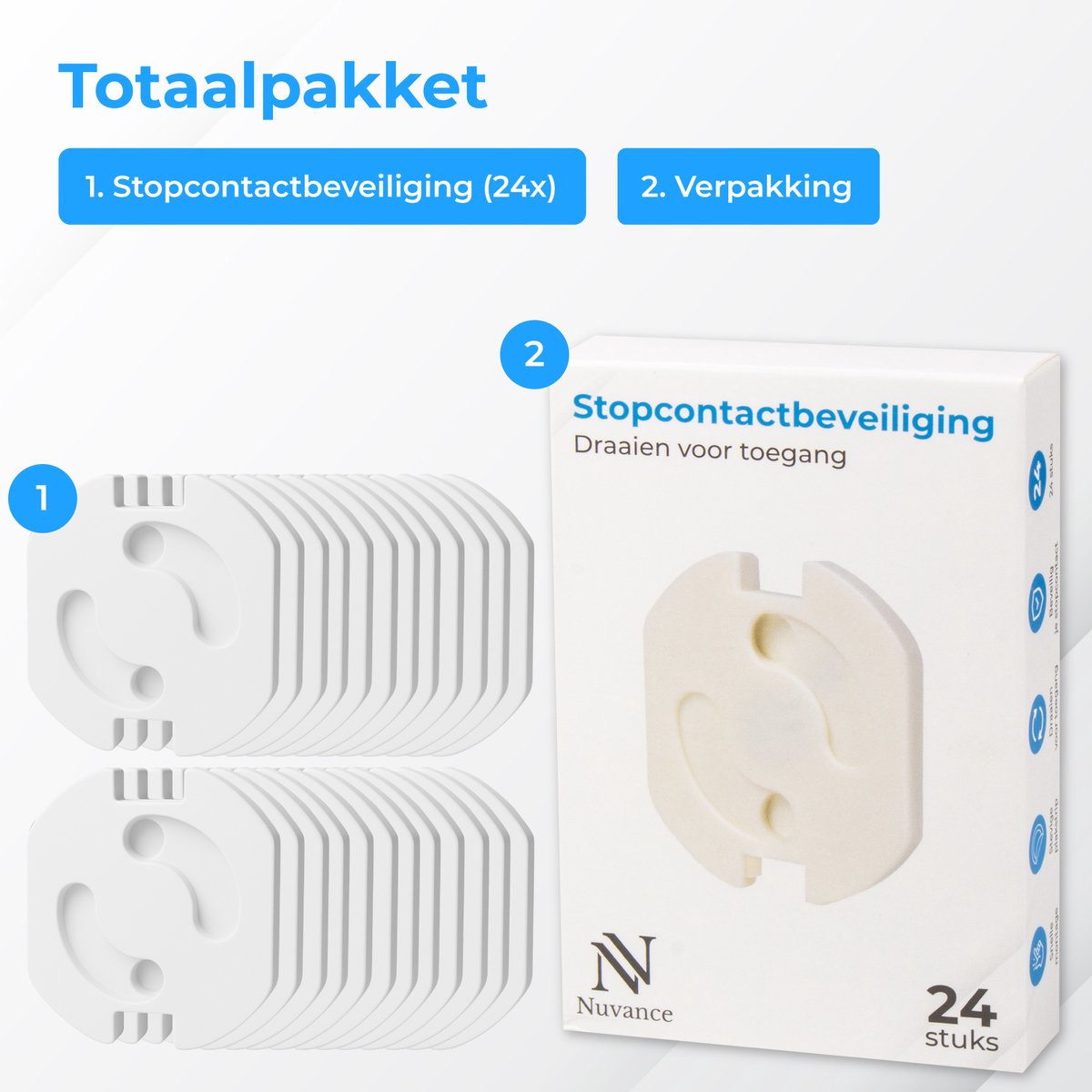 Nuvance - Stopcontact beschermers - 24 stuks - wit