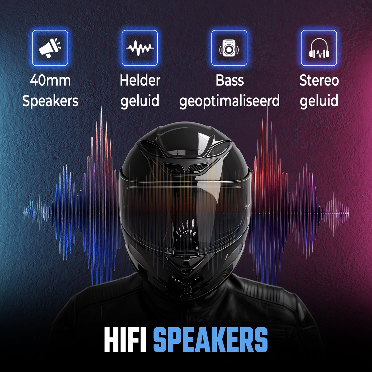 Tech Essentials R500 Motorhelm Headset - Bluetooth 5.4 - Intercom en Radio - Harde Microfoon