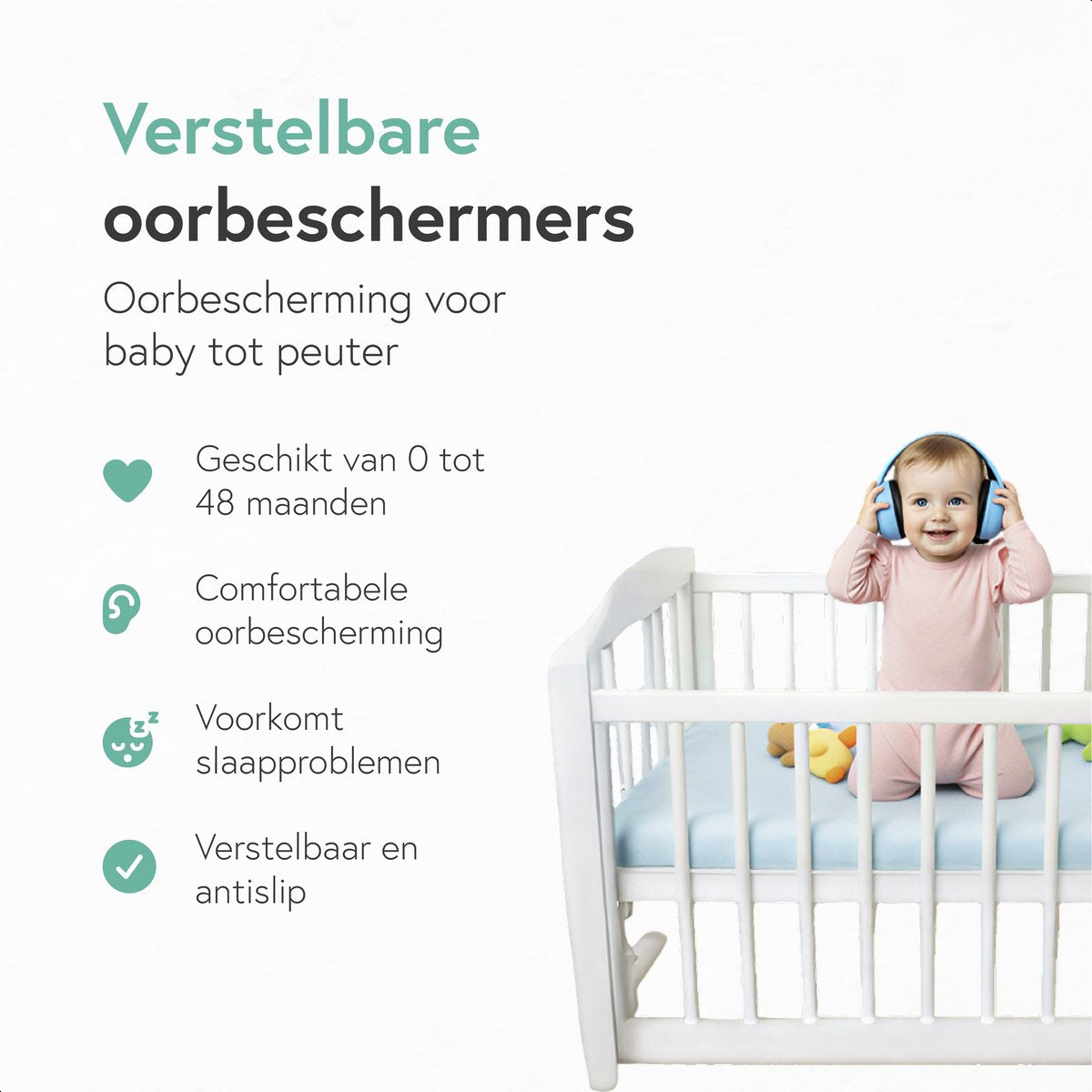 Qwali Gehoorbescherming baby en kinderen - Dempt harde geluiden - 0-3 jaar - Veiligheid peuter en kind - Blauw