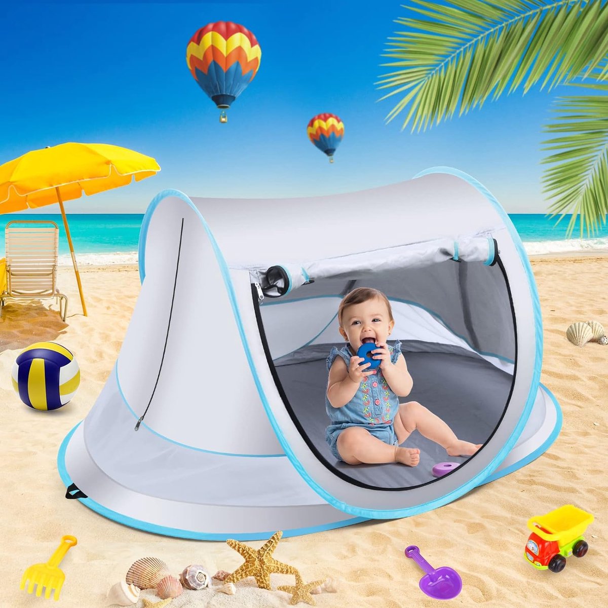 Fuegobird BabyBox Campingbedje - UV50+ - Opvouwbaar - Incl. Muggengaas - 140 x 65 x 90 cm - Zilver
