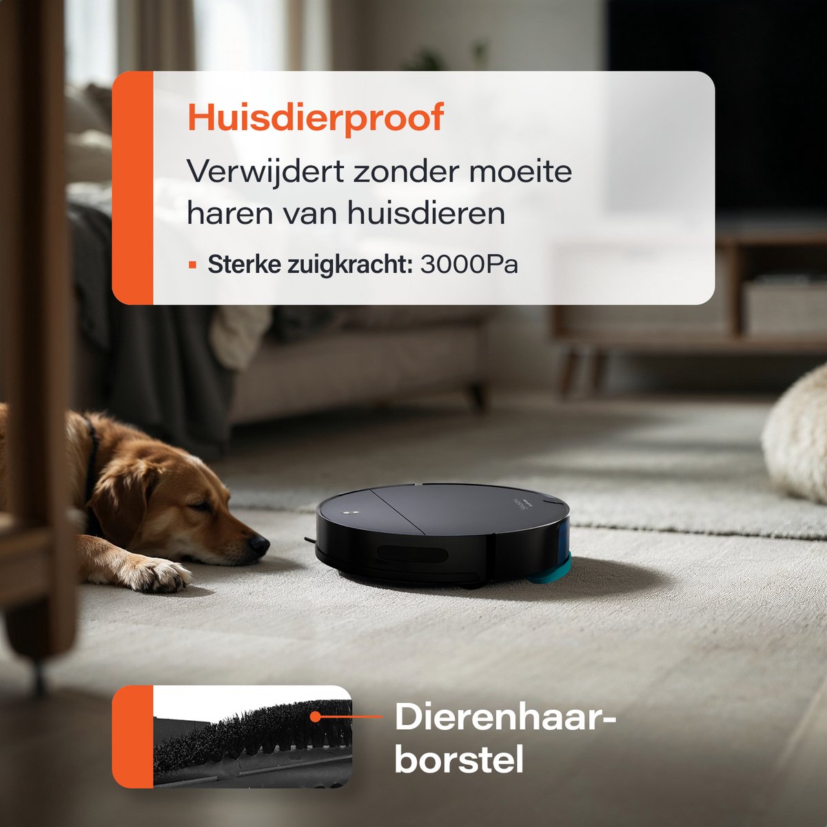 Skoov Robotstofzuiger – Met Dweilfunctie, App-bediening & 2000 PA Zuigkracht – 30 x 30 x 9,7 cm – Zwart
