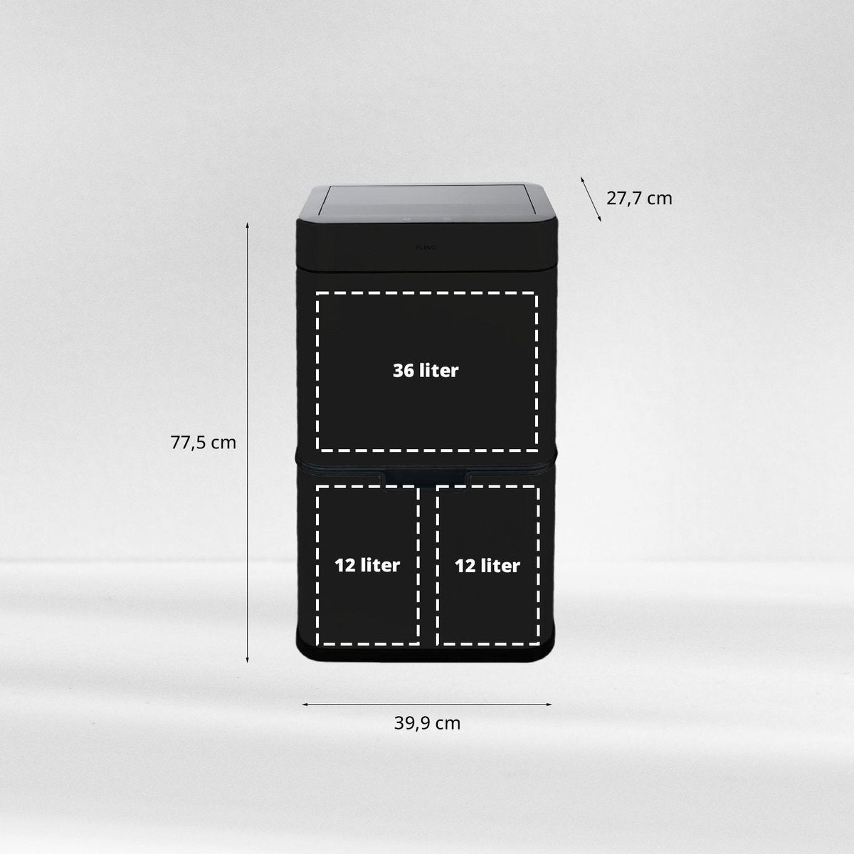 Home & Comfort - FlinQ Senzaro 60L Prullenbak Afvalscheiding - Vuilnisbak - Afvalscheidingsprullenbak - Bewegingssensor - Zwart