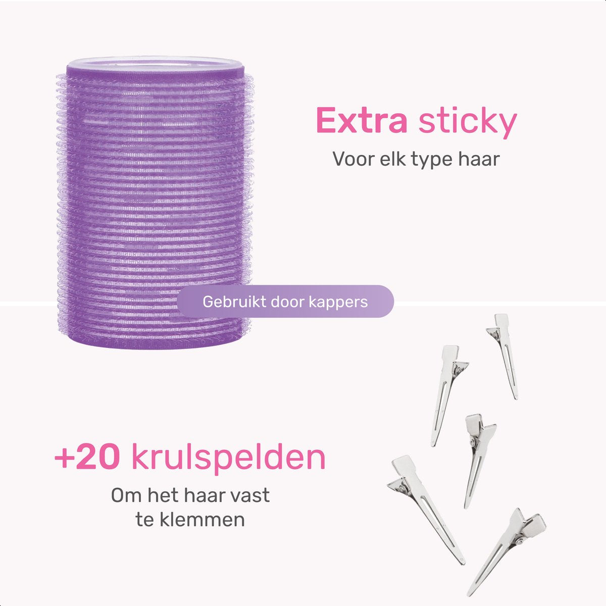 Krulspelden Set Zonder Hitte – 18 Rollers + 20 Klemmen – Heatless Curls – 3 Maten – Blauw/Roze