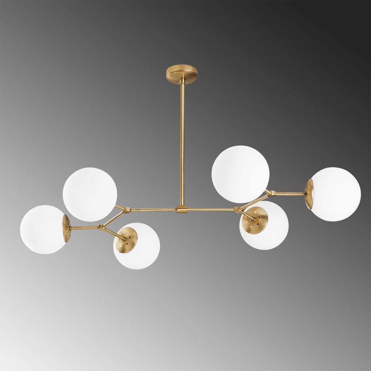 Hanglamp Damar 6-Lichts – 100x58x48 cm – Geel/Wit – Metaal – In hoogte verstelbaar