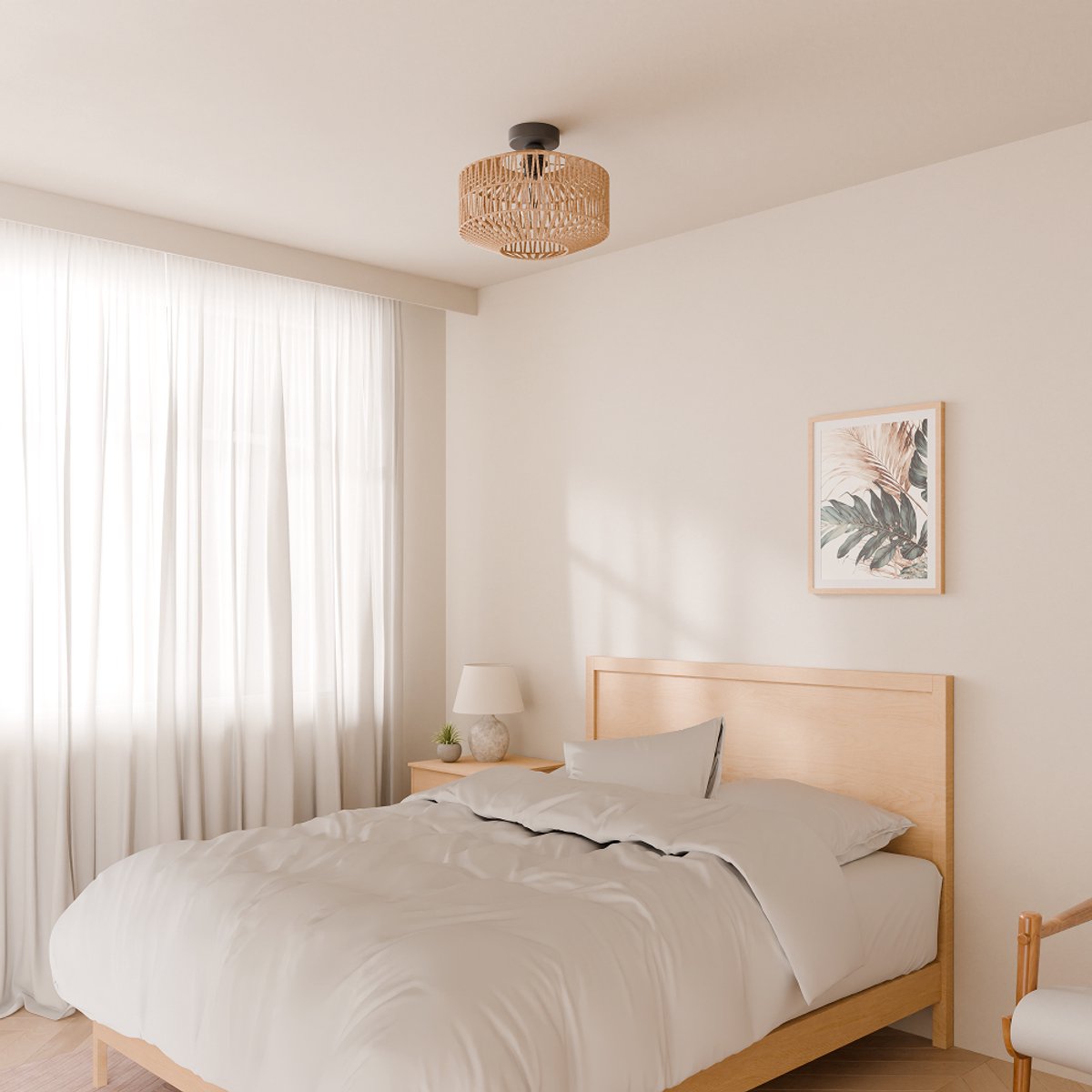Nolt Plafondlamp - Plafonniere - E27 Lamp - Landelijk - ⌀ 30cm - Jute - Bruin
