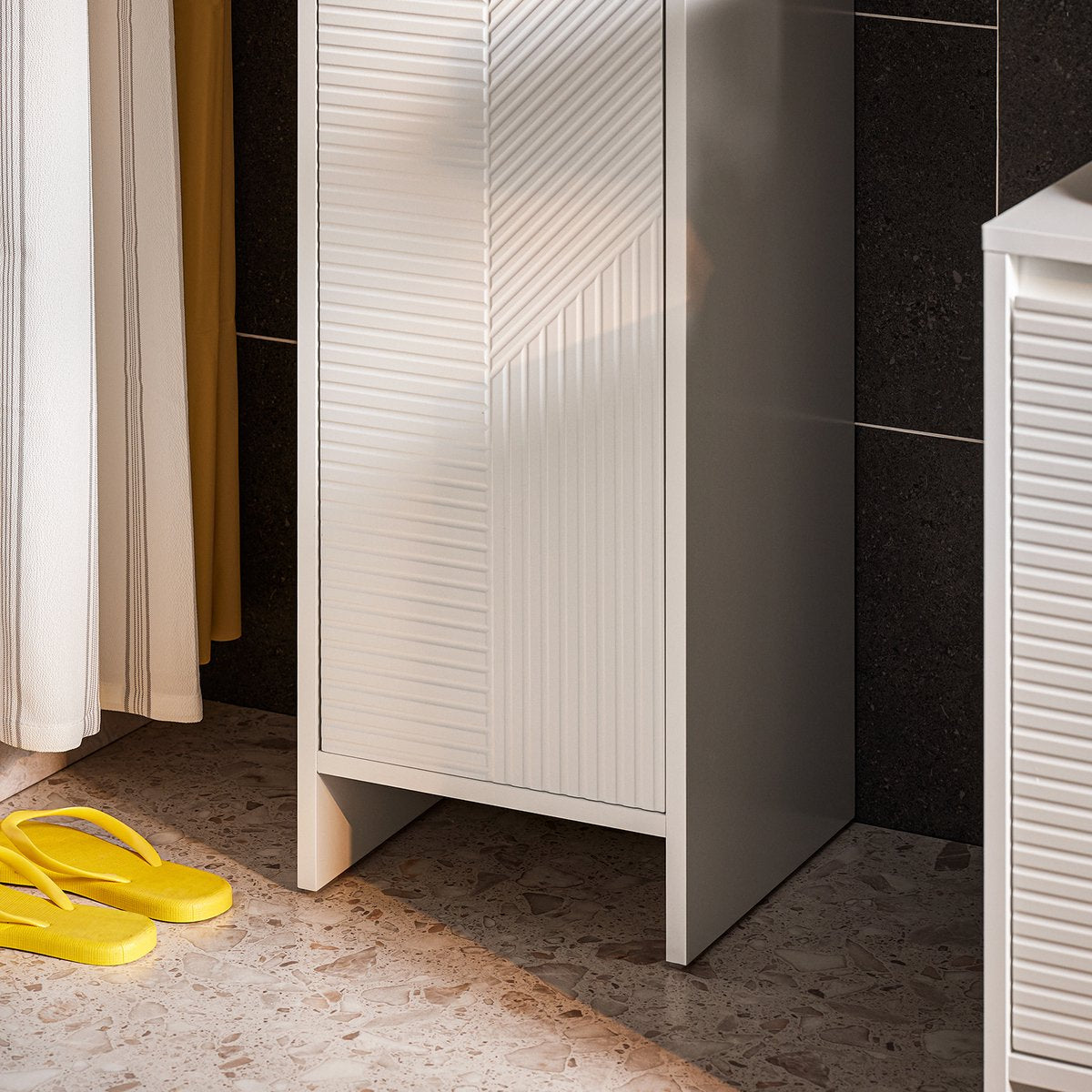 SoBuy Linnenkast - BZR154-W - Badkameronderkast - 1 uitneembaar wasmand - Wit