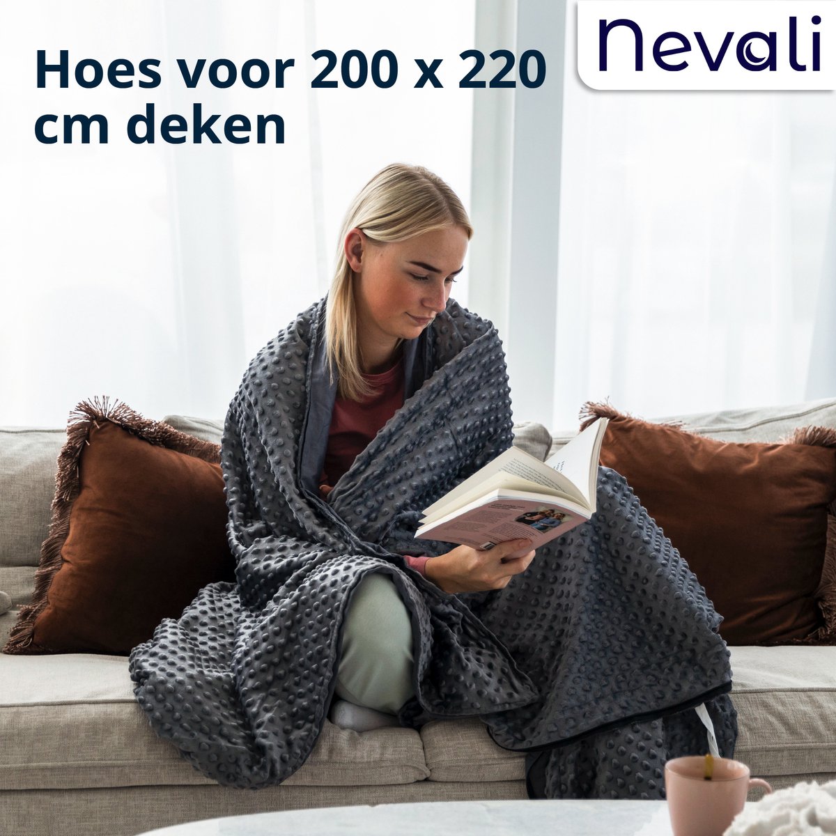 Nevali 4-seizoenen hoes - 200 x 200 cm - Grijs