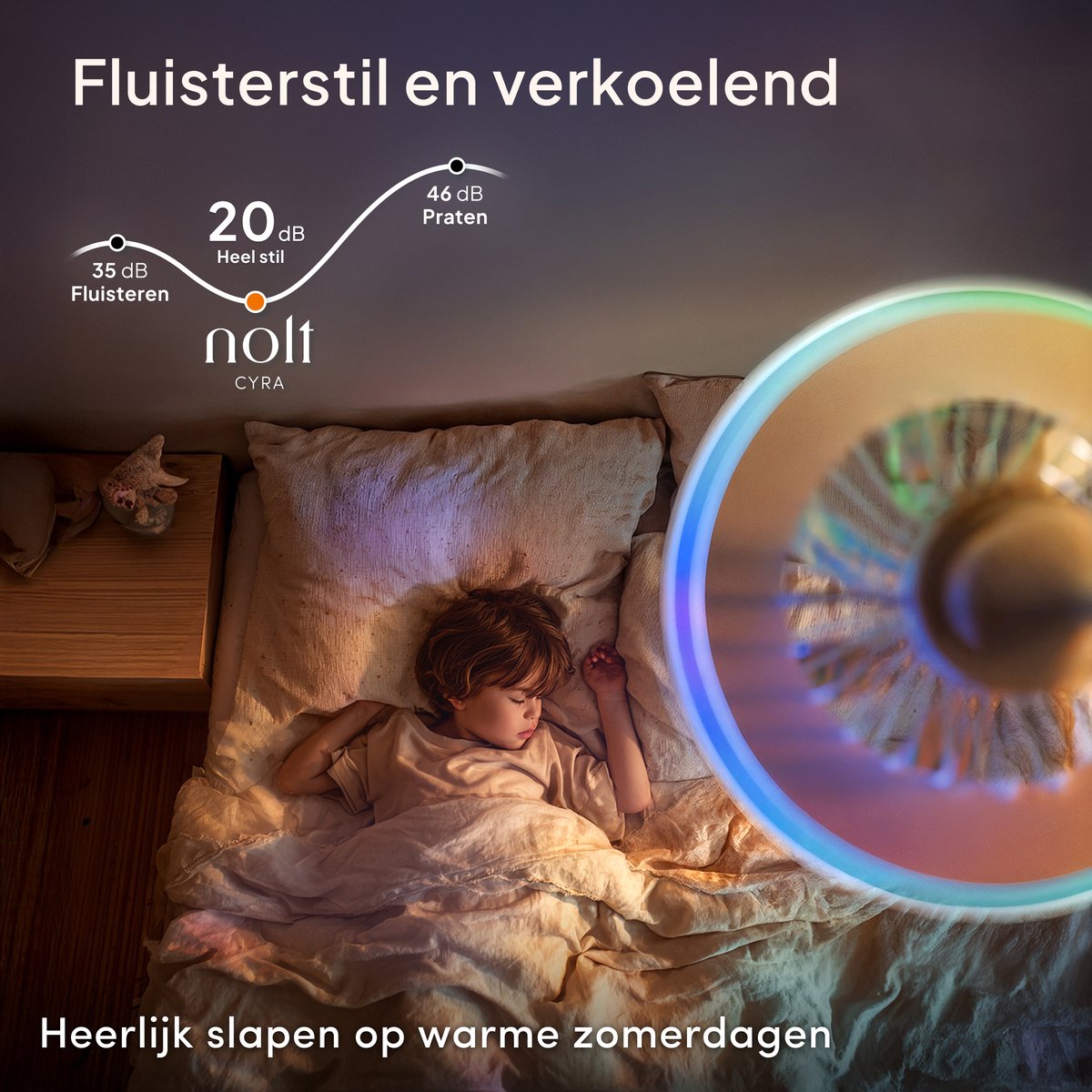 Nolt Plafondventilator met RGB Verlichting - Plafondlamp Ventilator - Plafonniere - LED RGBW - Tuya Wifi Smart - Afstandsbediening - ⌀ 50cm - Wit